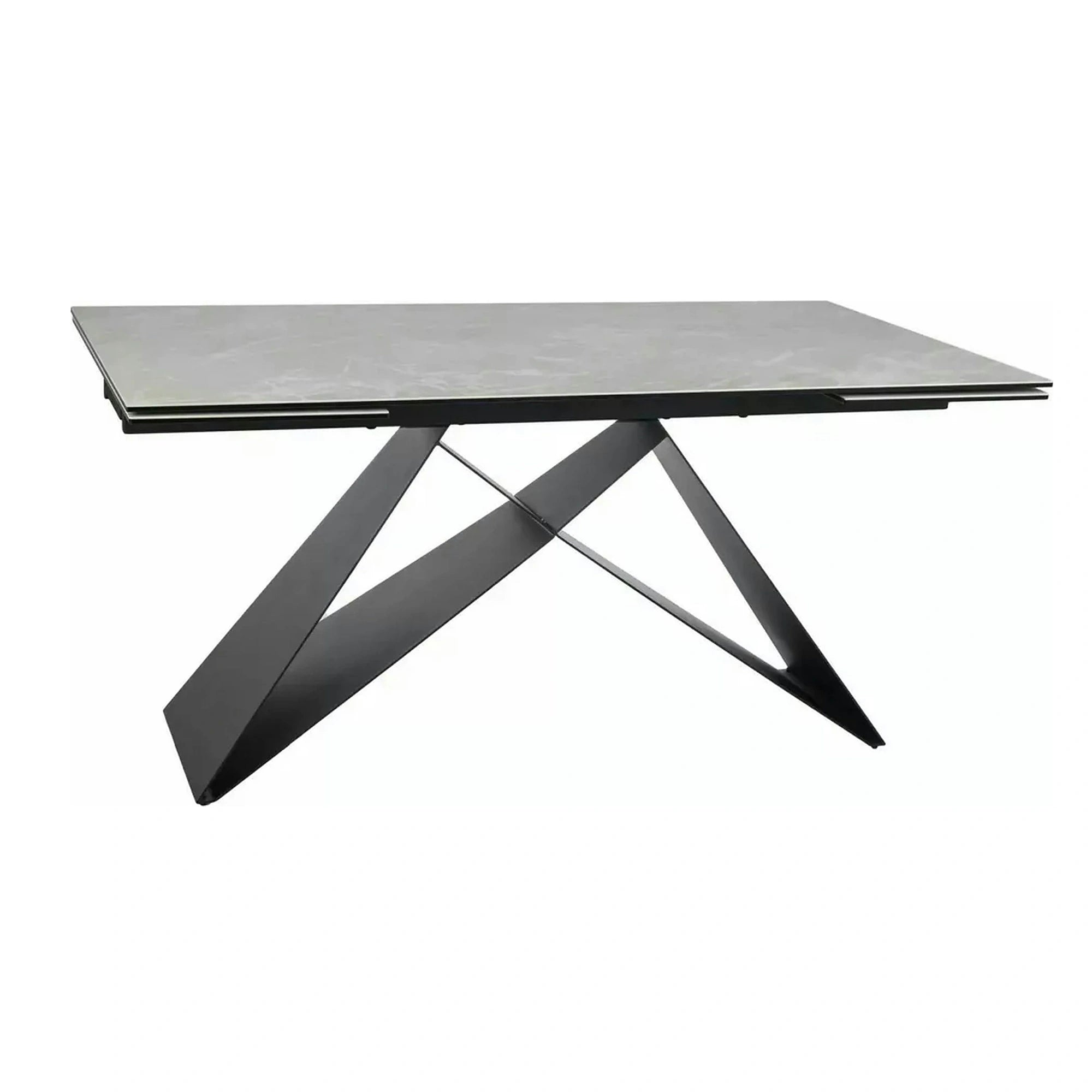 Masa extensibila WESTIN, crem/negru, sticla/metal, 160-240x90x77 cm