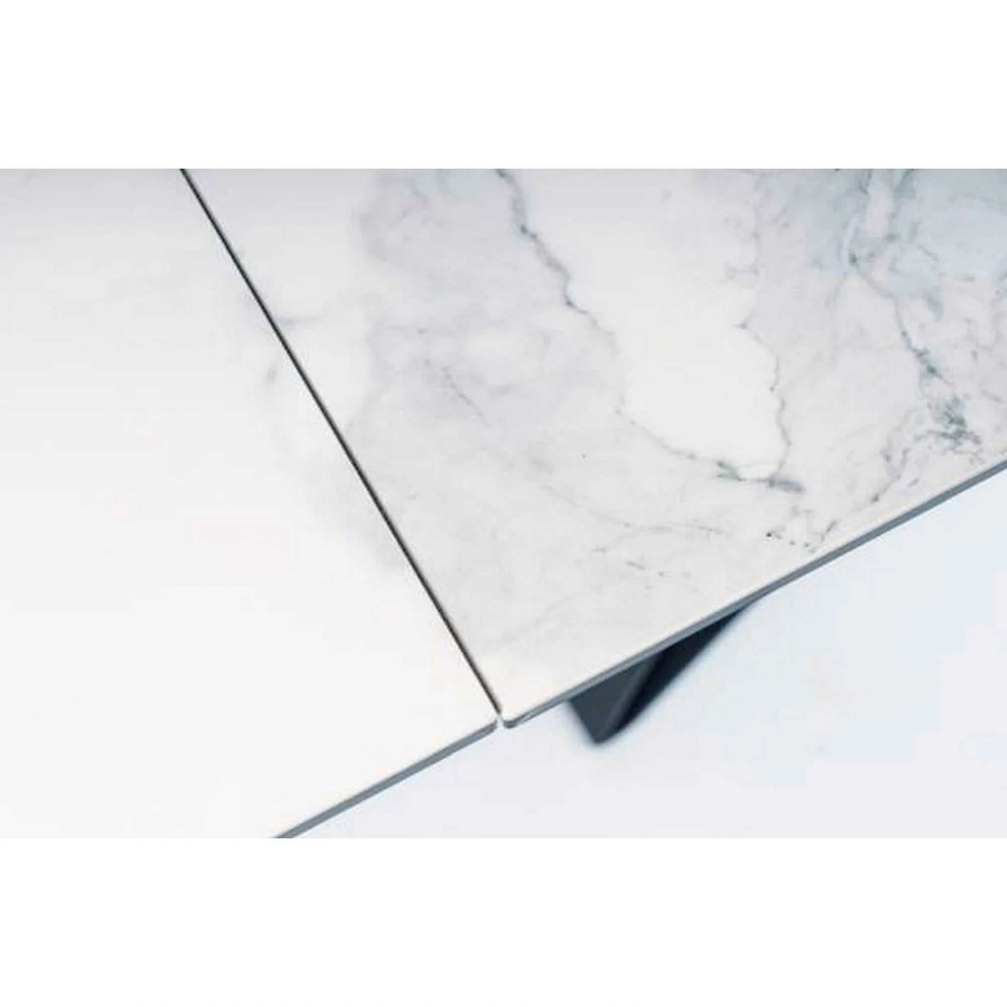 Masa extensibila WESTIN III, alb/negru, sticla/metal, 180-260x90x77 cm