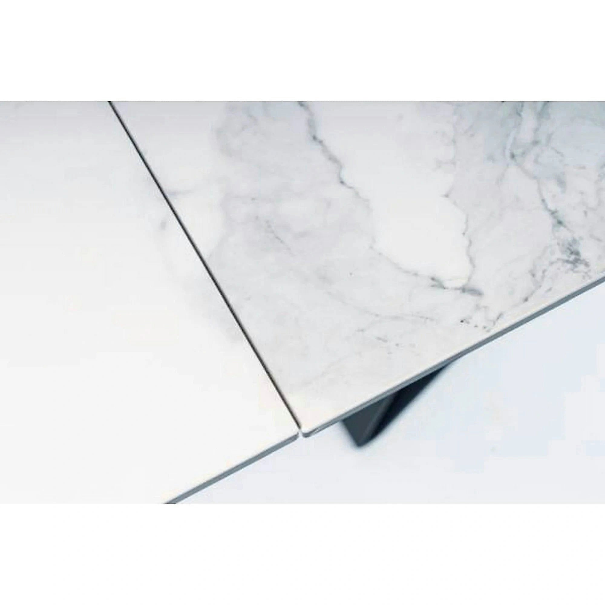 Masa extensibila WESTIN III, alb/negru, sticla/metal, 180-260x90x77 cm