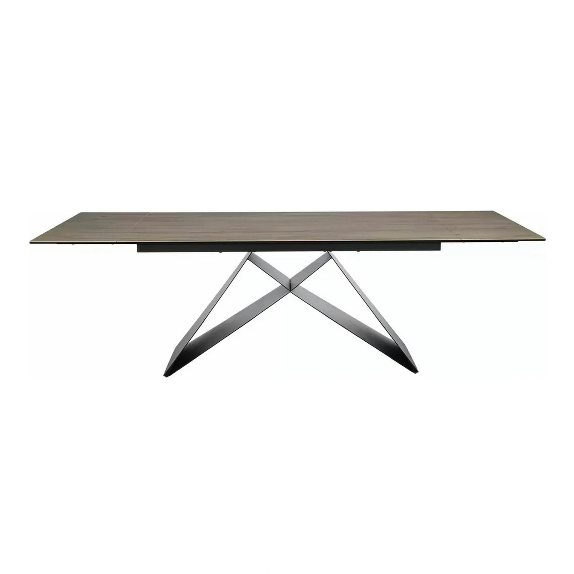 Masa extensibila WESTIN, maro deschis/negru, sticla/ceramica/metal, 160/240x90x77 cm