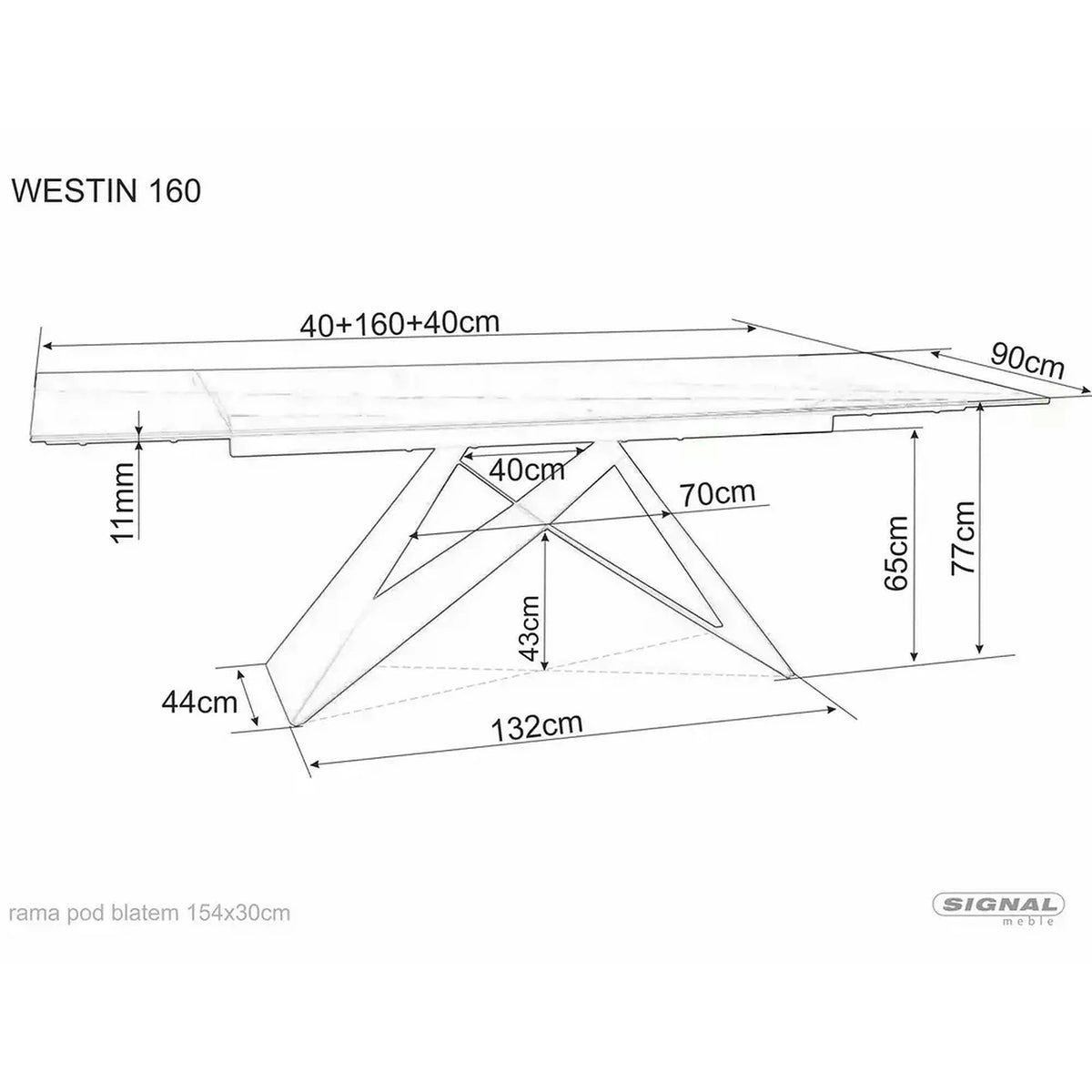 Masa extensibila WESTIN, negru, sticla/metal, 160-240x90x77 cm