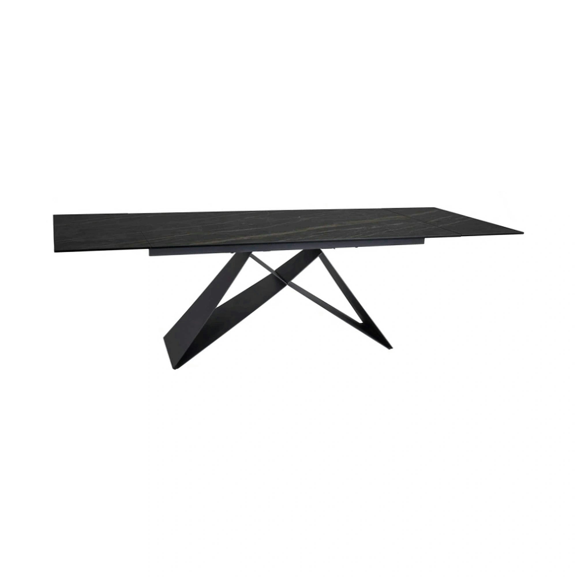 Masa extensibila WESTIN, negru, sticla/metal, 160-240x90x77 cm