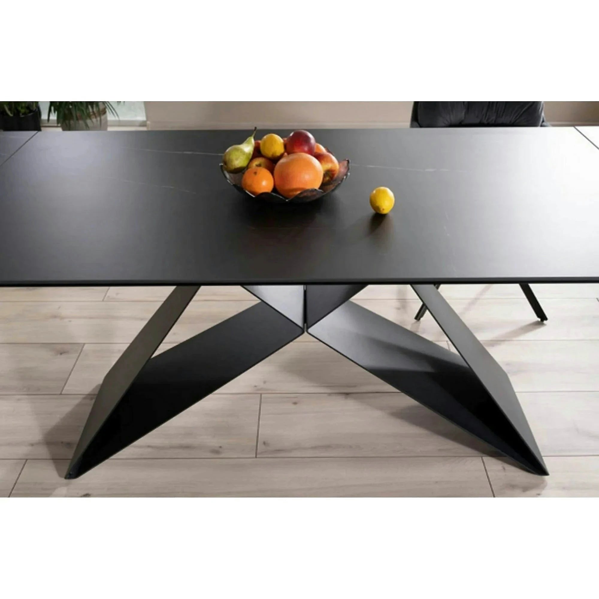 Masa extensibila WESTIN, negru, sticla/metal, 160-240x90x77 cm