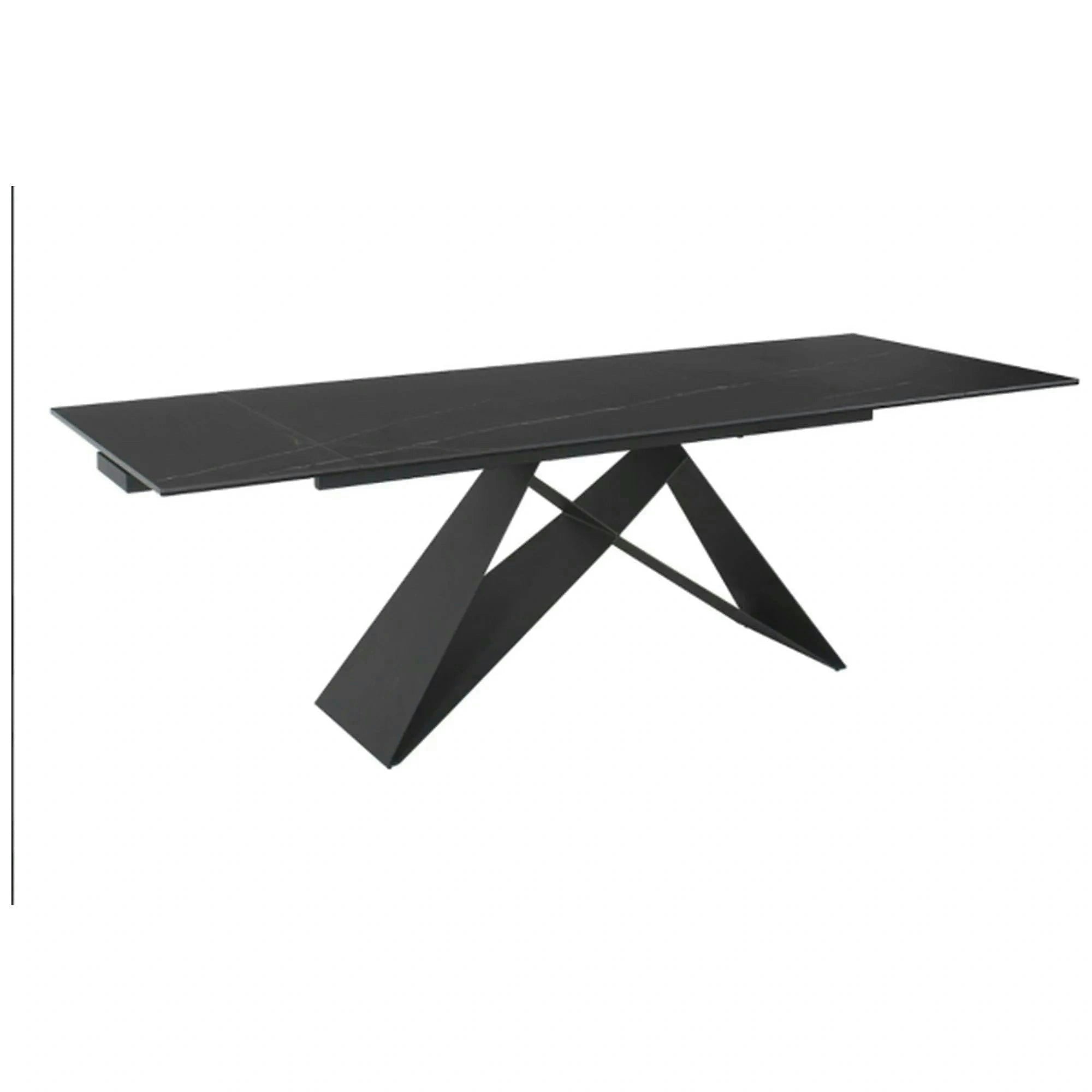Masa extensibila WESTIN, negru, sticla/metal, 160-240x90x77 cm