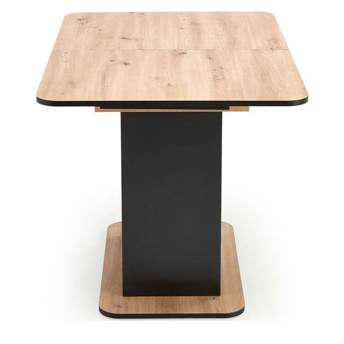 Masa extensibila WILSON, stejar artisan/negru, PAL laminat, 120/158x77x77 cm