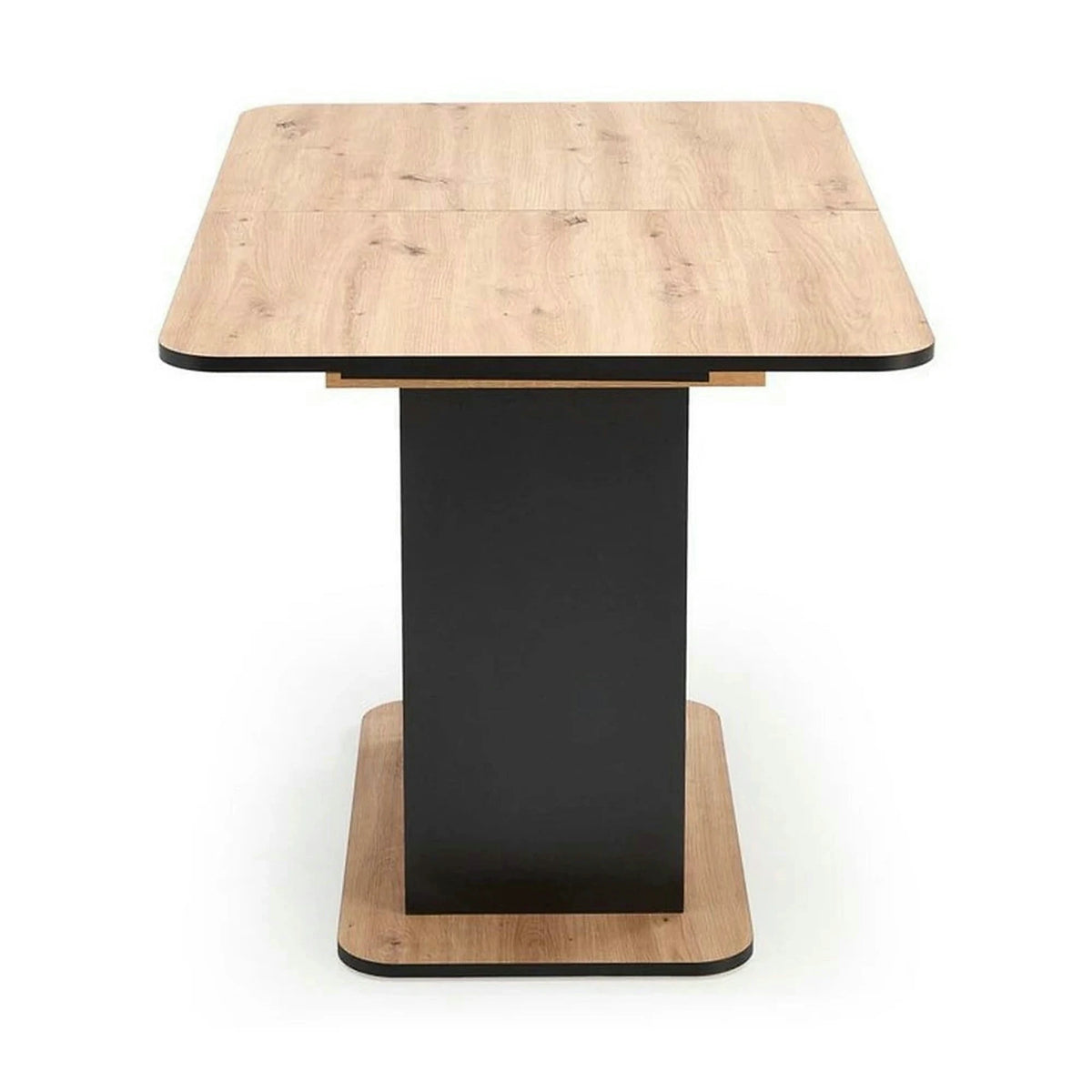 Masa extensibila WILSON, stejar artisan/negru, PAL laminat, 120/158x77x77 cm