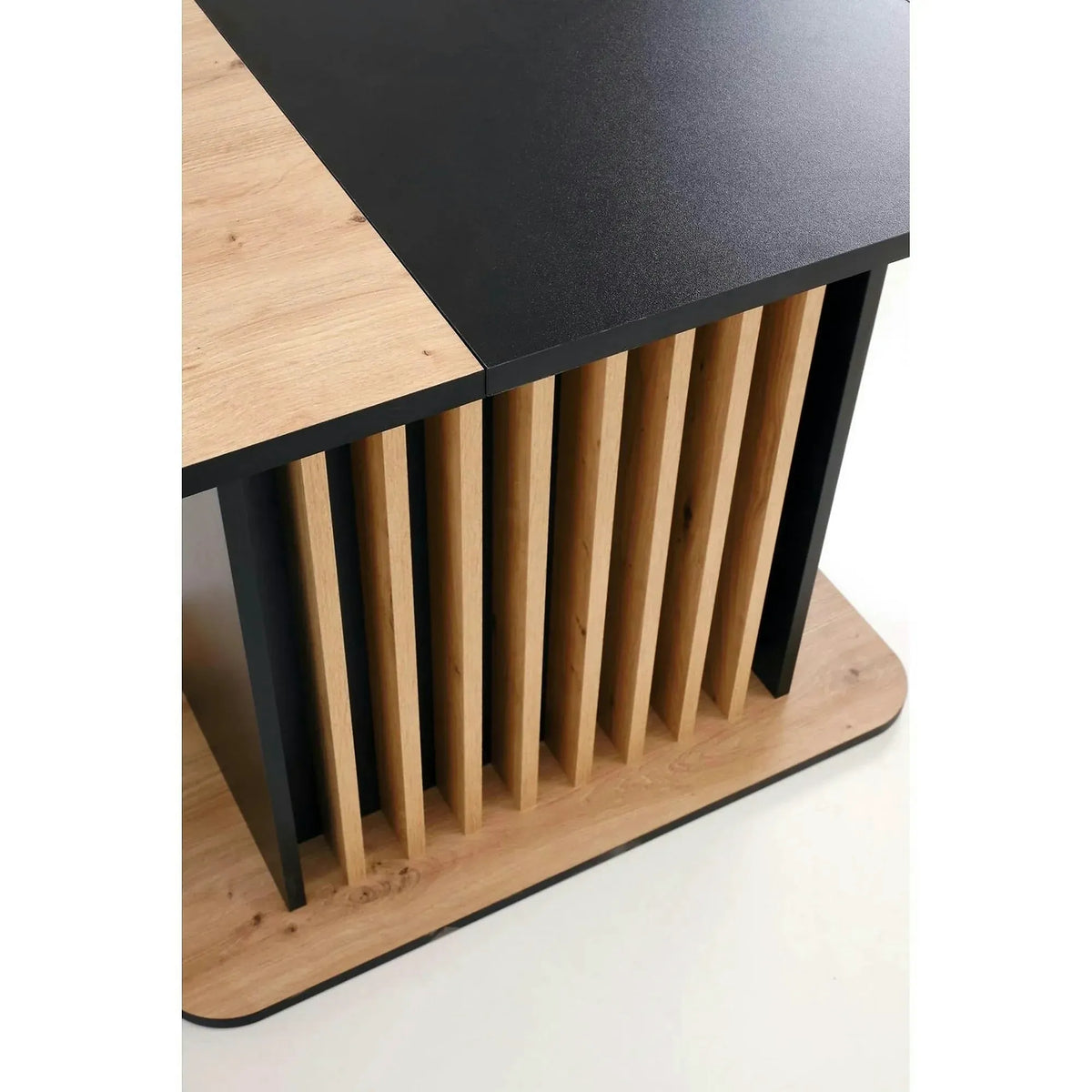 Masa extensibila WILSON, stejar artisan/negru, PAL laminat, 120/158x77x77 cm