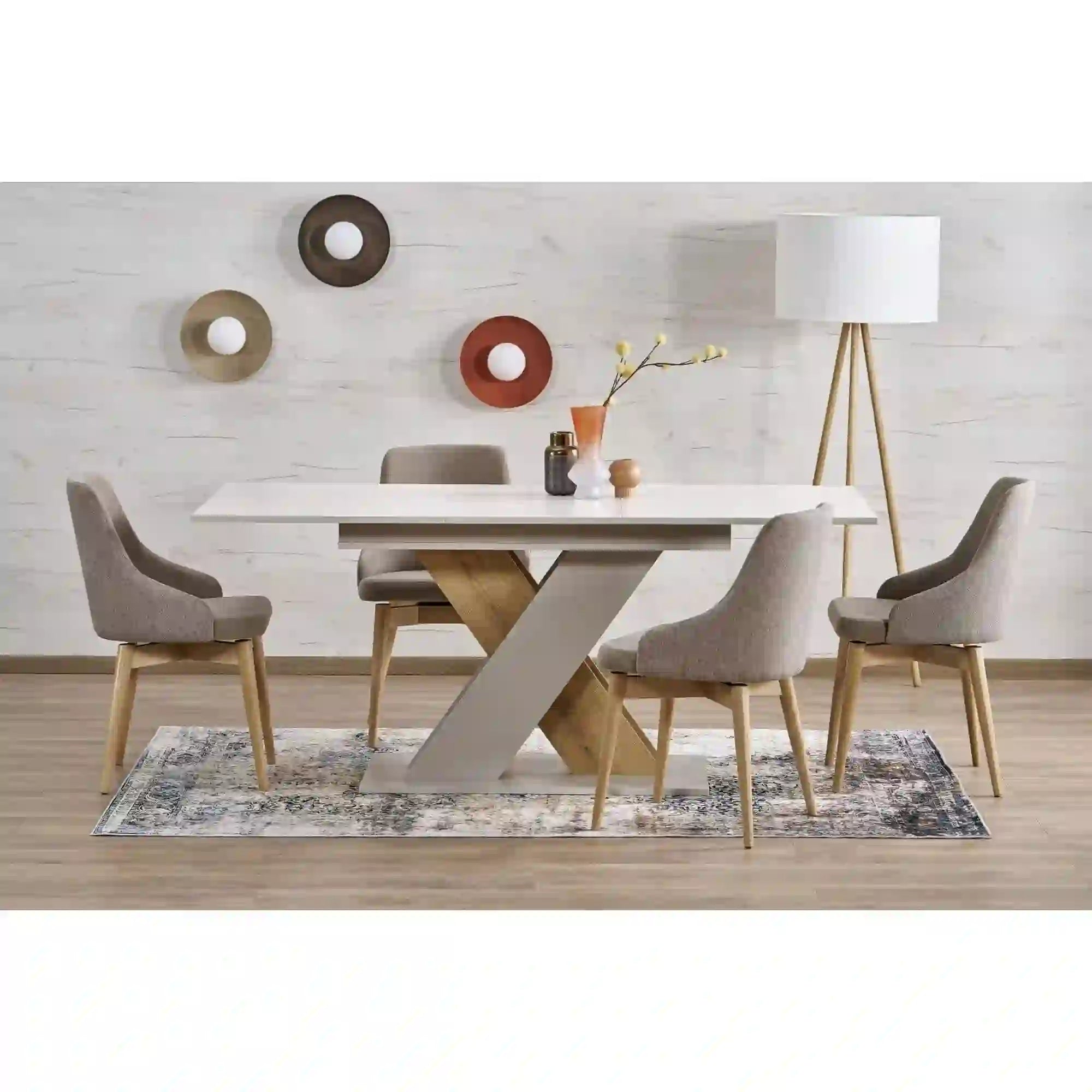 Masa extensibila XARELTO, casmir/stejar, PAL furniruit, 130/175x85x76 cm