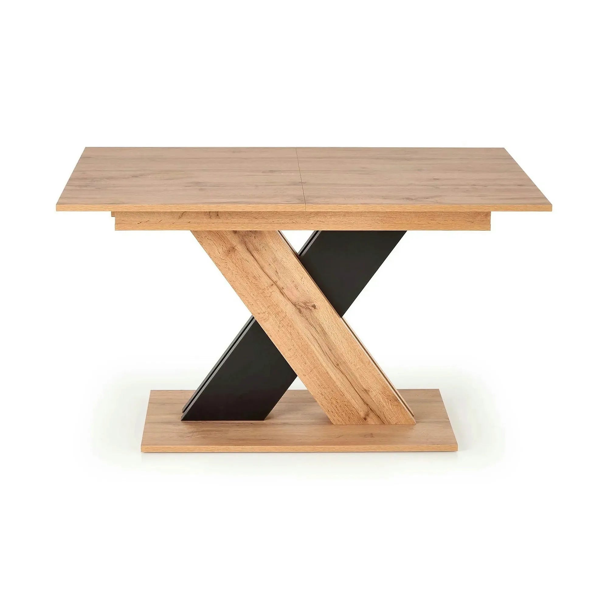 Masa extensibila XARELTO, stejar/negru, PAL furniruit, 130/175x85x76 cm