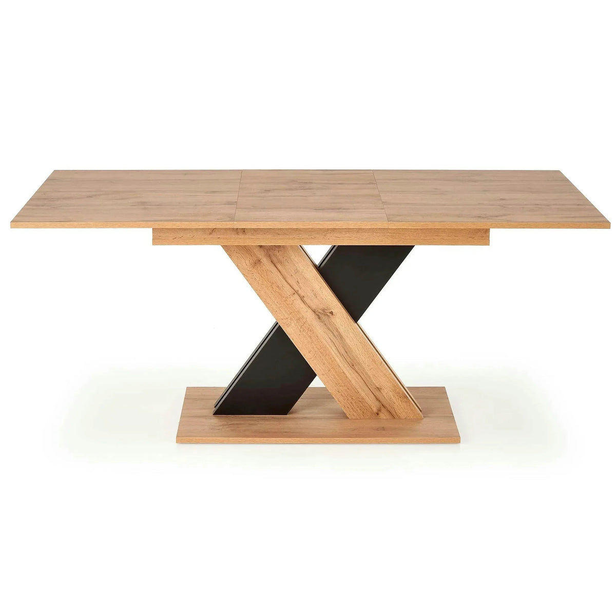 Masa extensibila XARELTO, stejar/negru, PAL furniruit, 130/175x85x76 cm