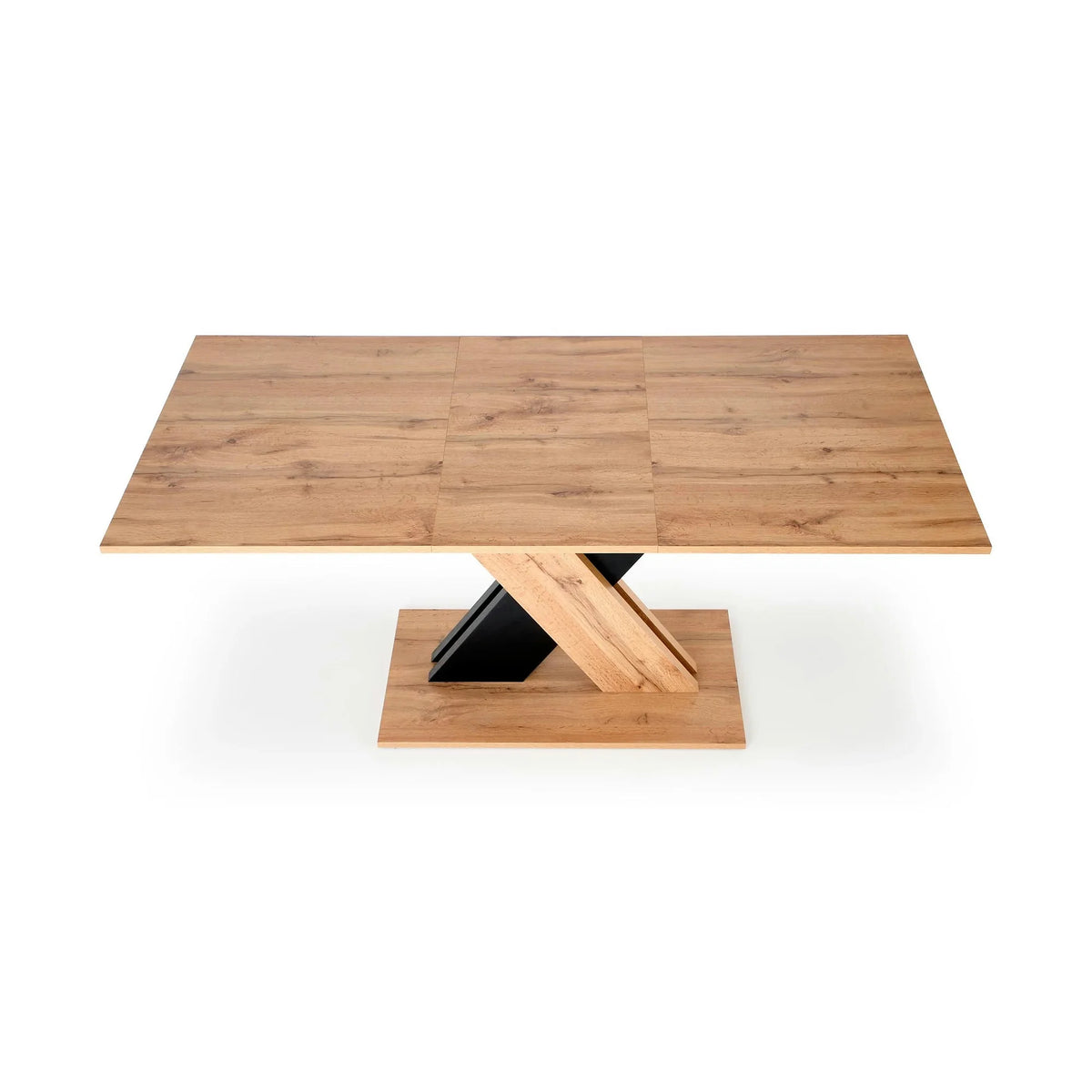 Masa extensibila XARELTO, stejar/negru, PAL furniruit, 130/175x85x76 cm