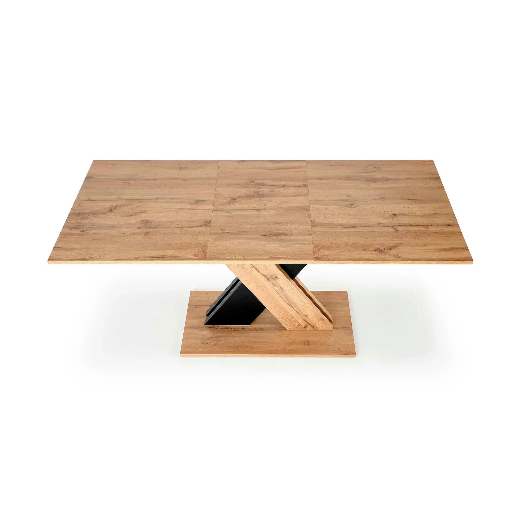 Masa extensibila XARELTO, stejar/negru, PAL furniruit, 130/175x85x76 cm