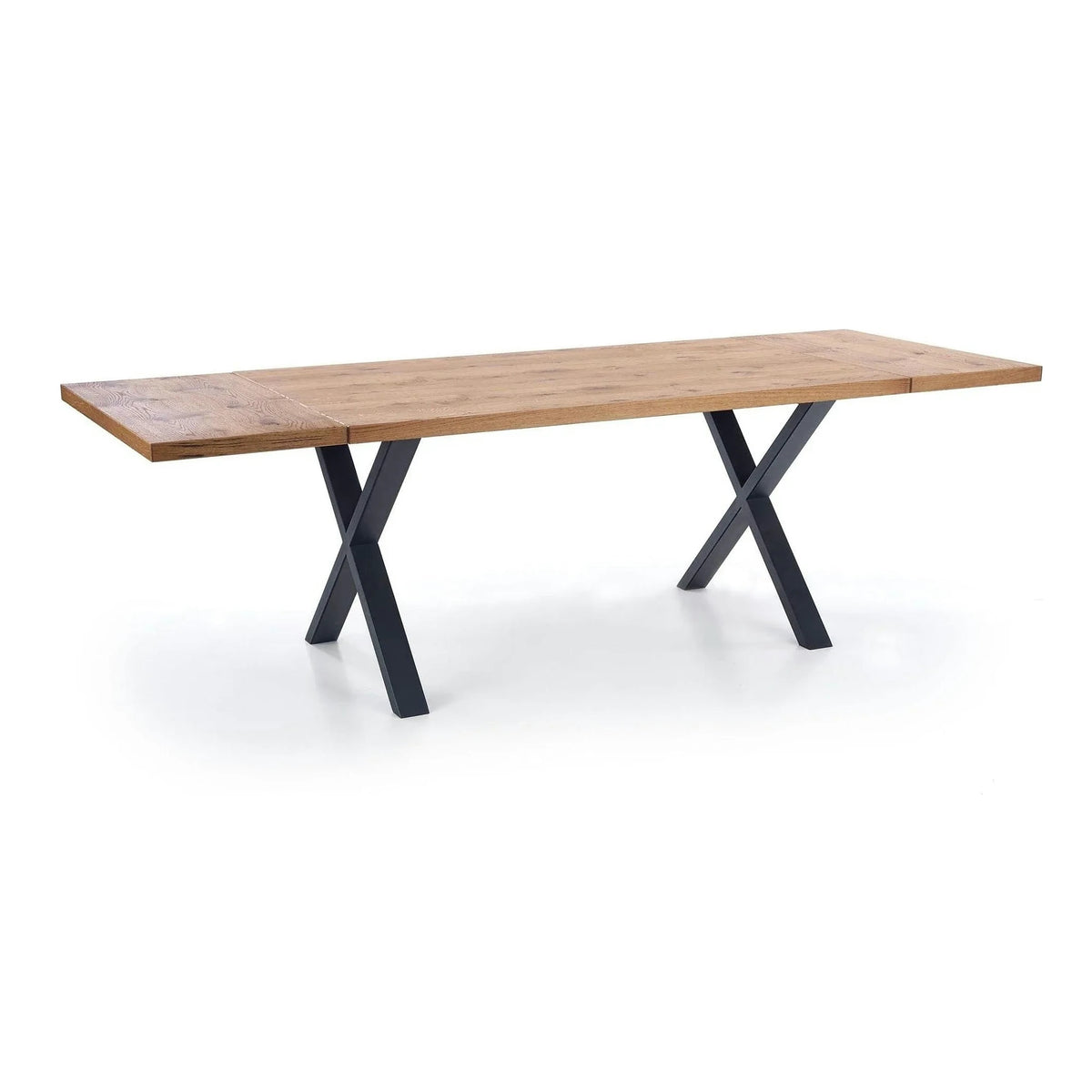 Masa extensibila XAVIER, stejar deschis/negru, lemn/otel, 160/250x90x76 cm