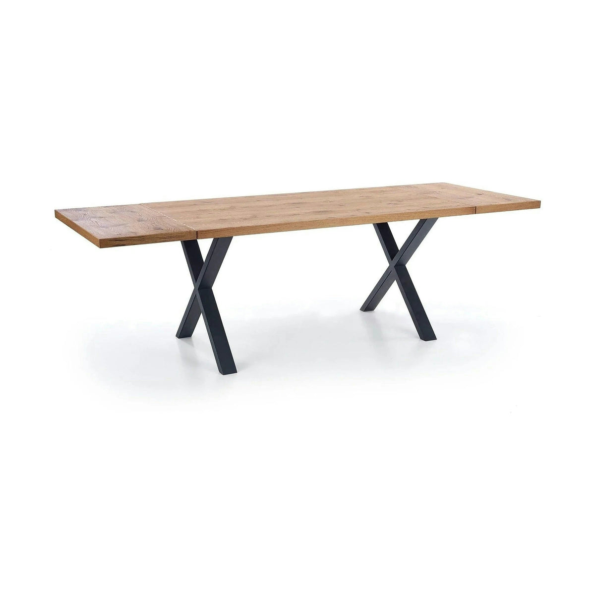 Masa extensibila XAVIER, stejar deschis/negru, lemn/otel, 160/250x90x76 cm