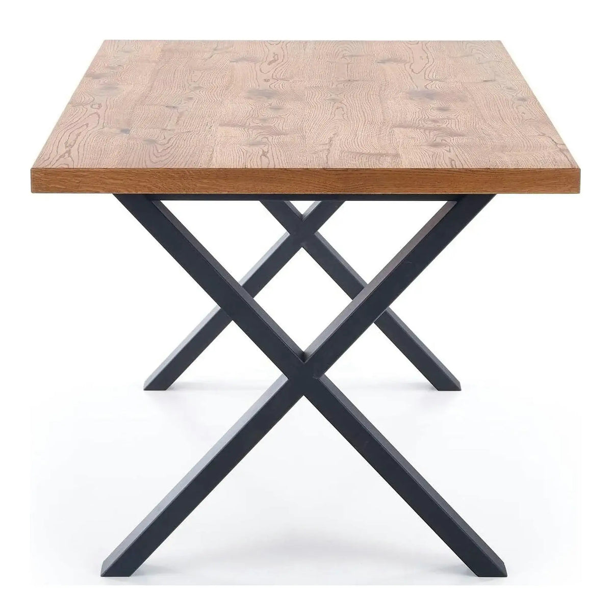 Masa extensibila XAVIER, stejar deschis/negru, lemn/otel, 160/250x90x76 cm