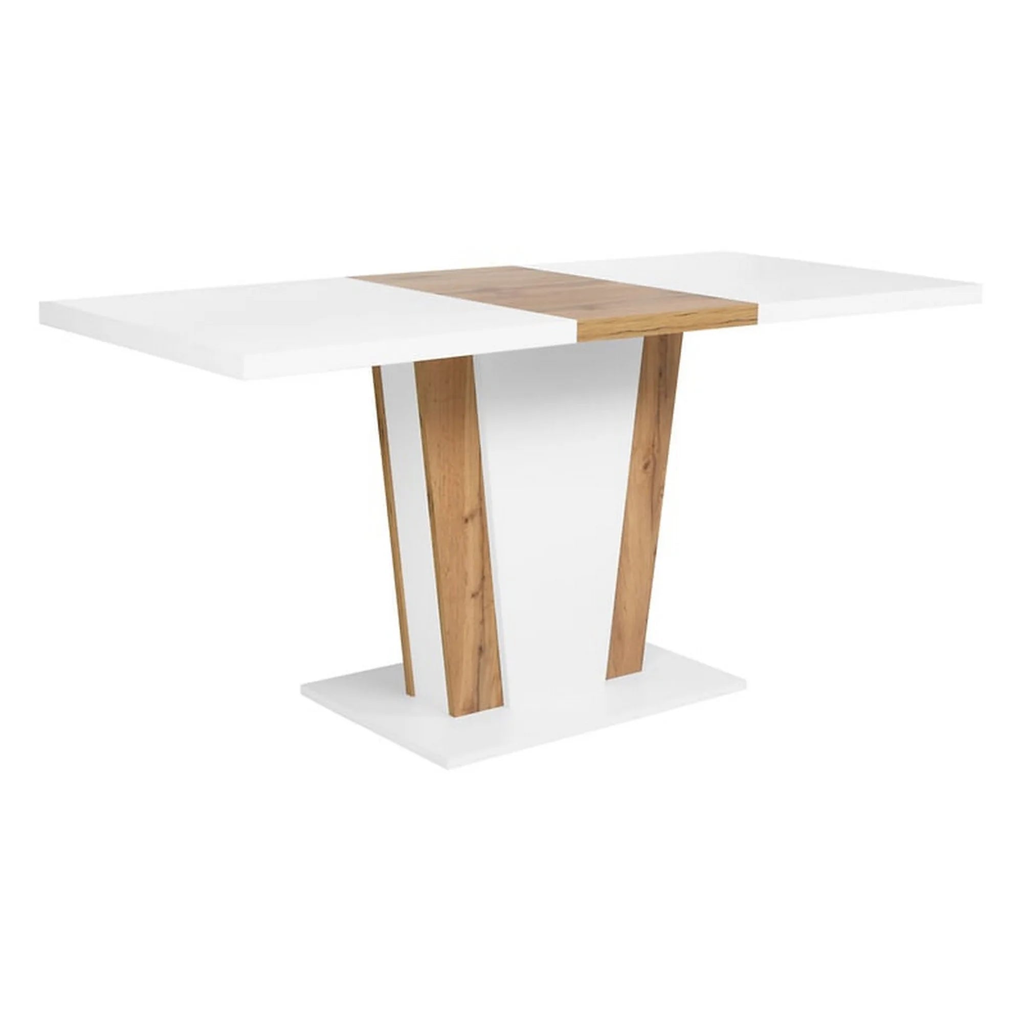 Masa extensibila ZALDER, alb/stejar wotan, PAL, 120/160x68x76 cm