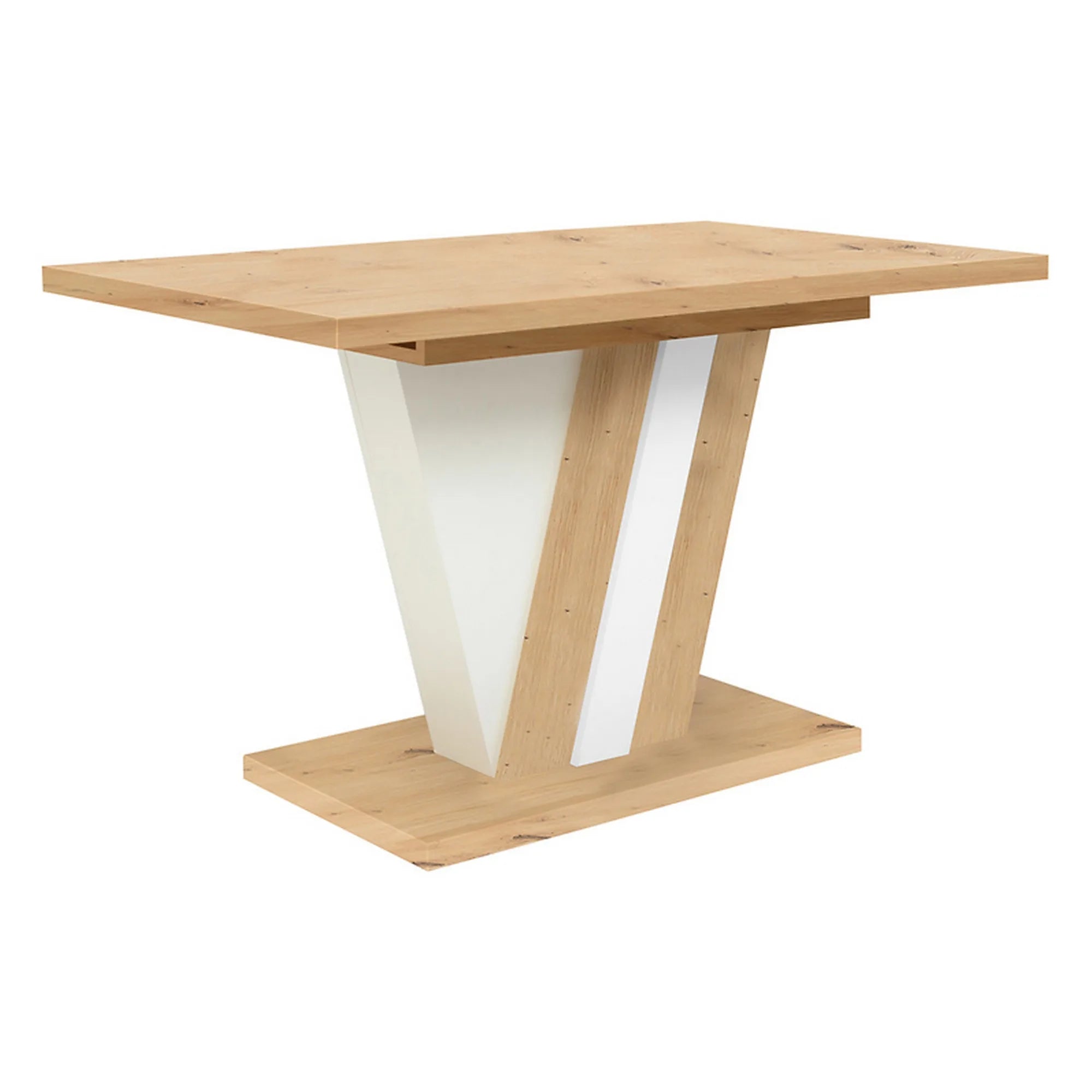 Masa extensibila ZATAR, stejar artisan/alb, PAL, 125/170x75x76 cm