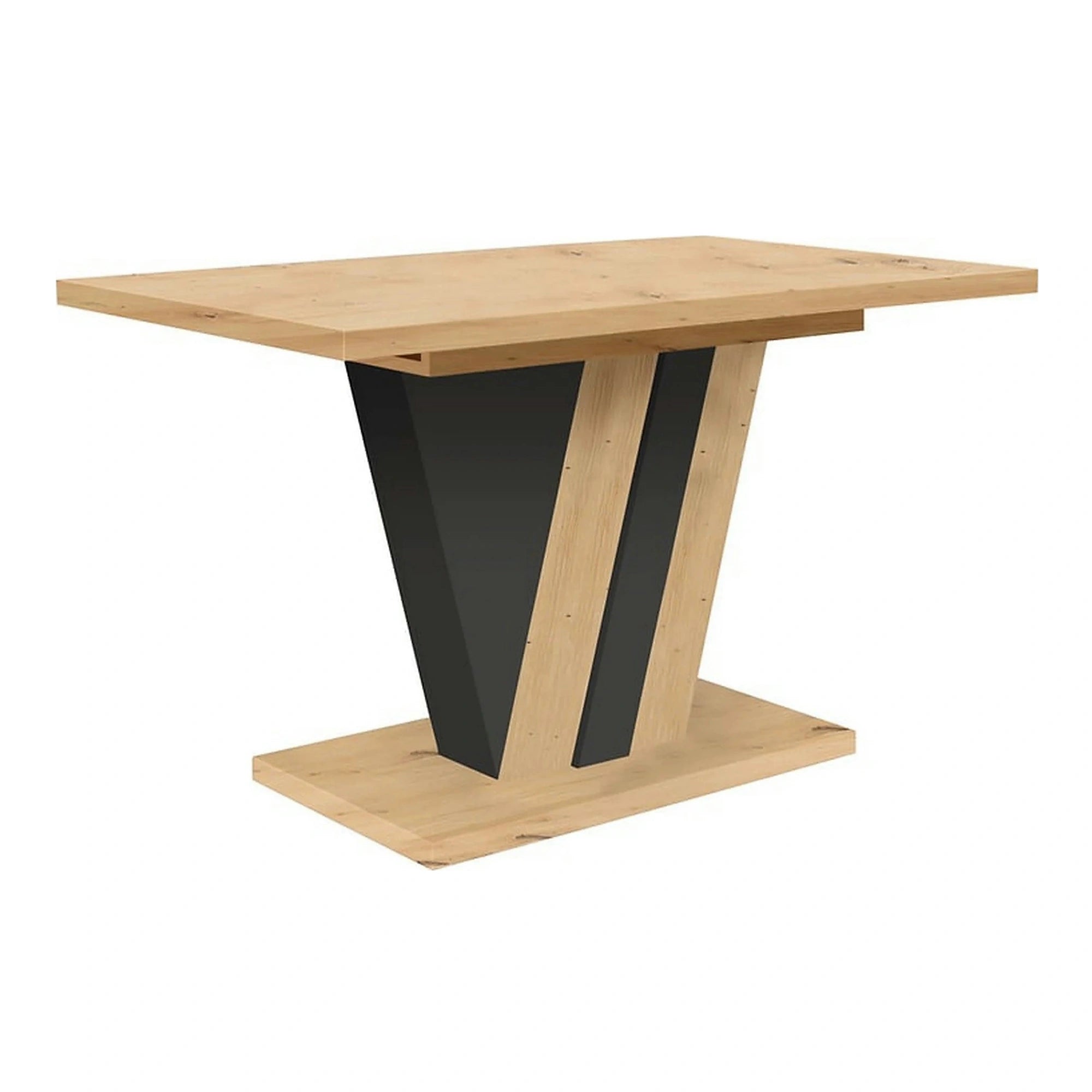 Masa extensibila ZATAR, stejar artisan/negru, PAL laminat, 125/170x75x76 cm