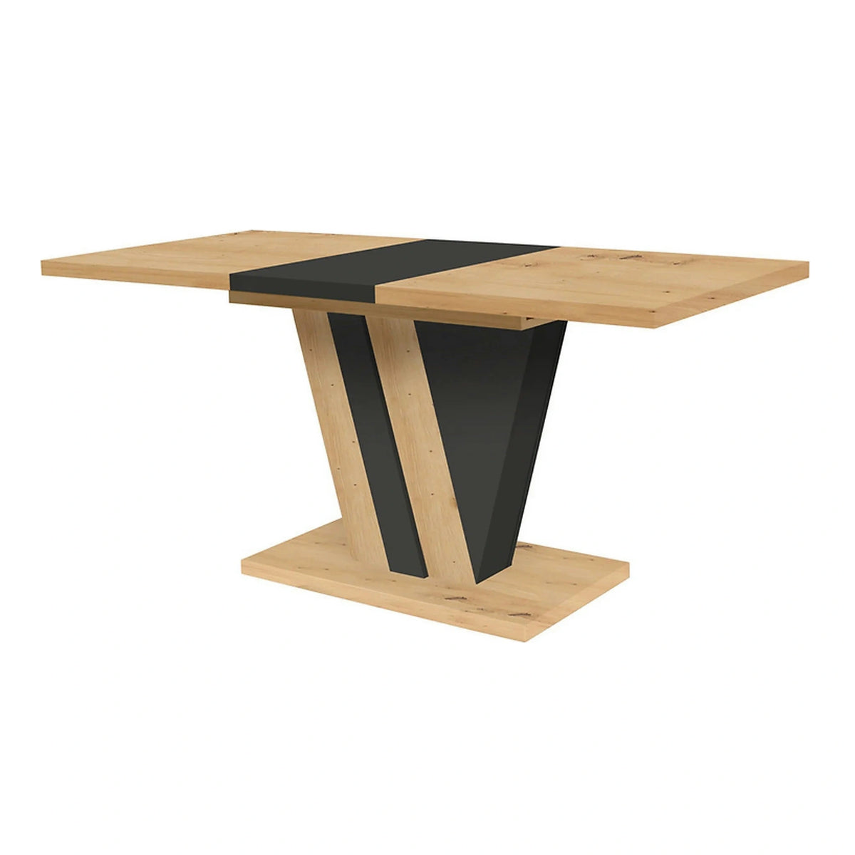 Masa extensibila ZATAR, stejar artisan/negru, PAL laminat, 125/170x75x76 cm