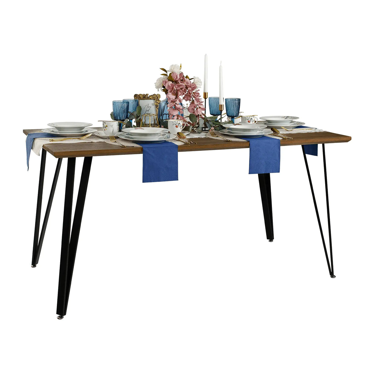 Masa FRIADO, stejar/negru, metal, 150x80x75 cm