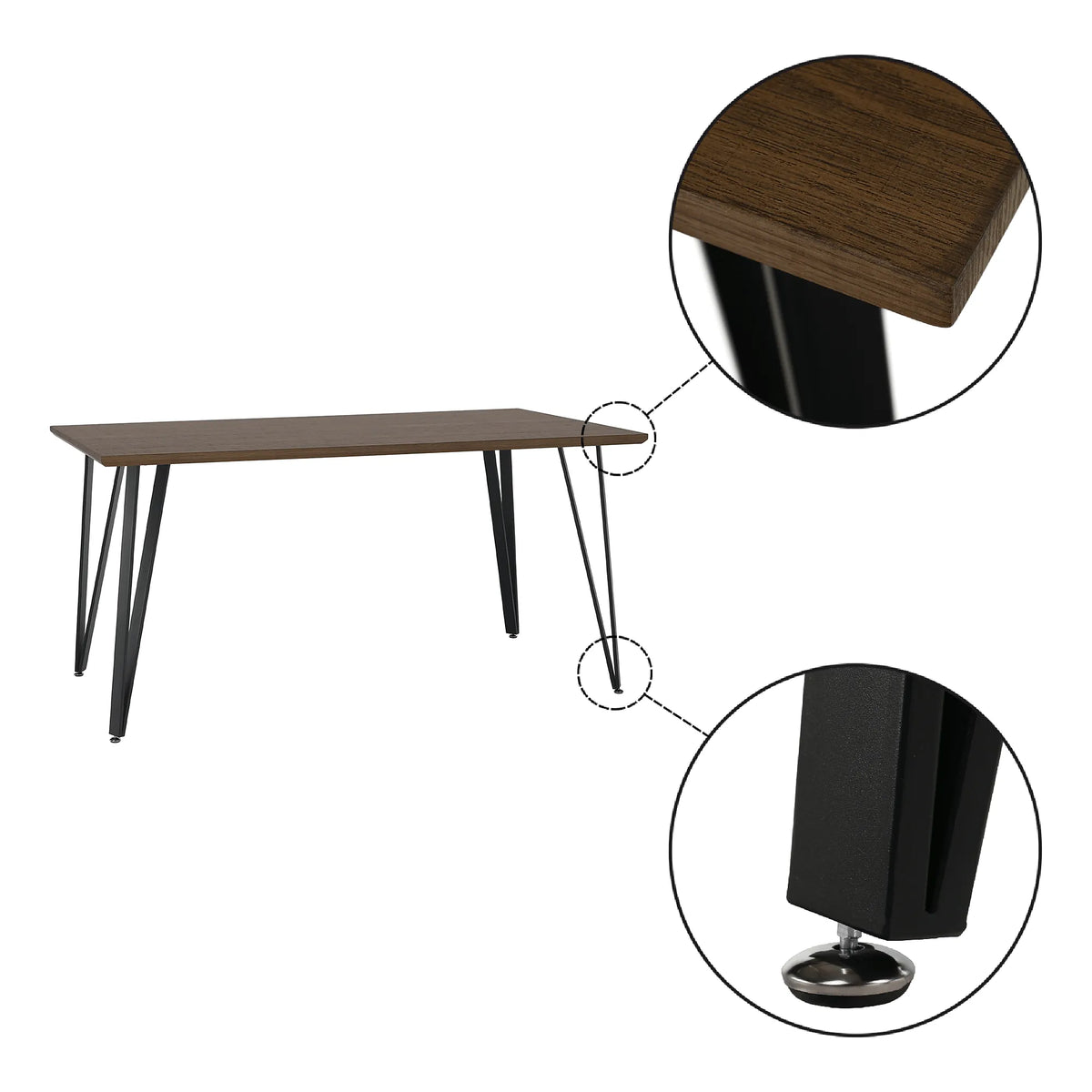 Masa FRIADO, stejar/negru, metal, 150x80x75 cm