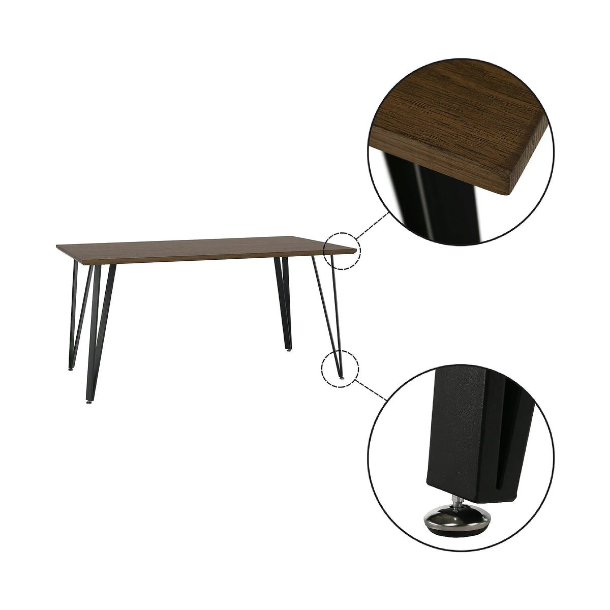 Masa FRIADO, stejar/negru, metal, 150x80x75 cm