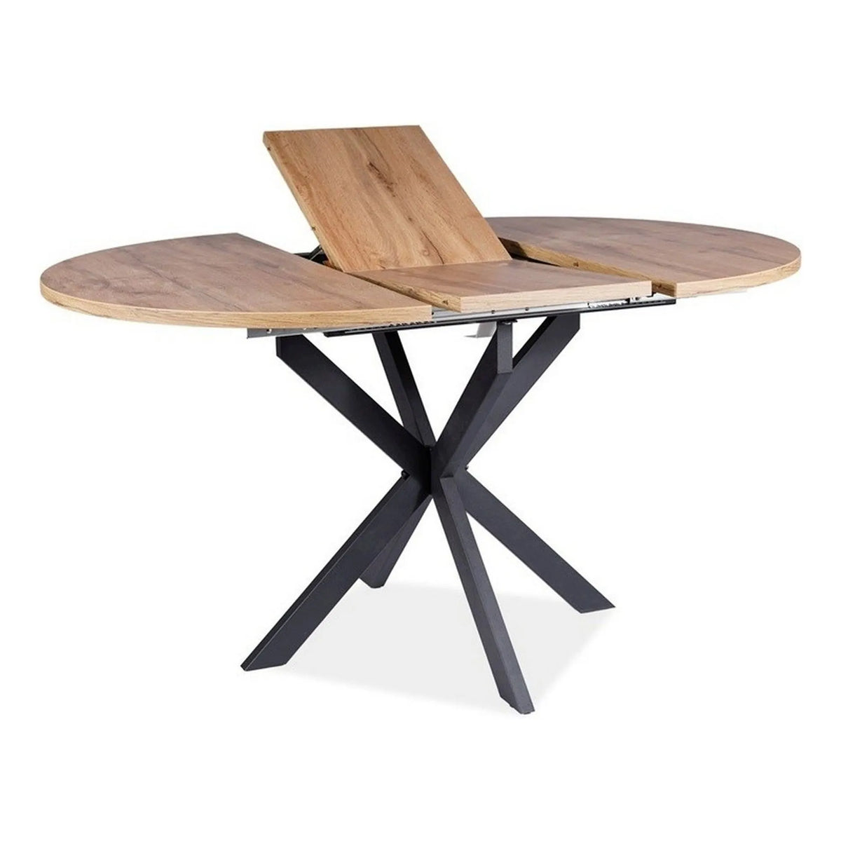 Masa extensibila pentru sufragerie GASTON, stejar/negru, 100/135x100x75 cm