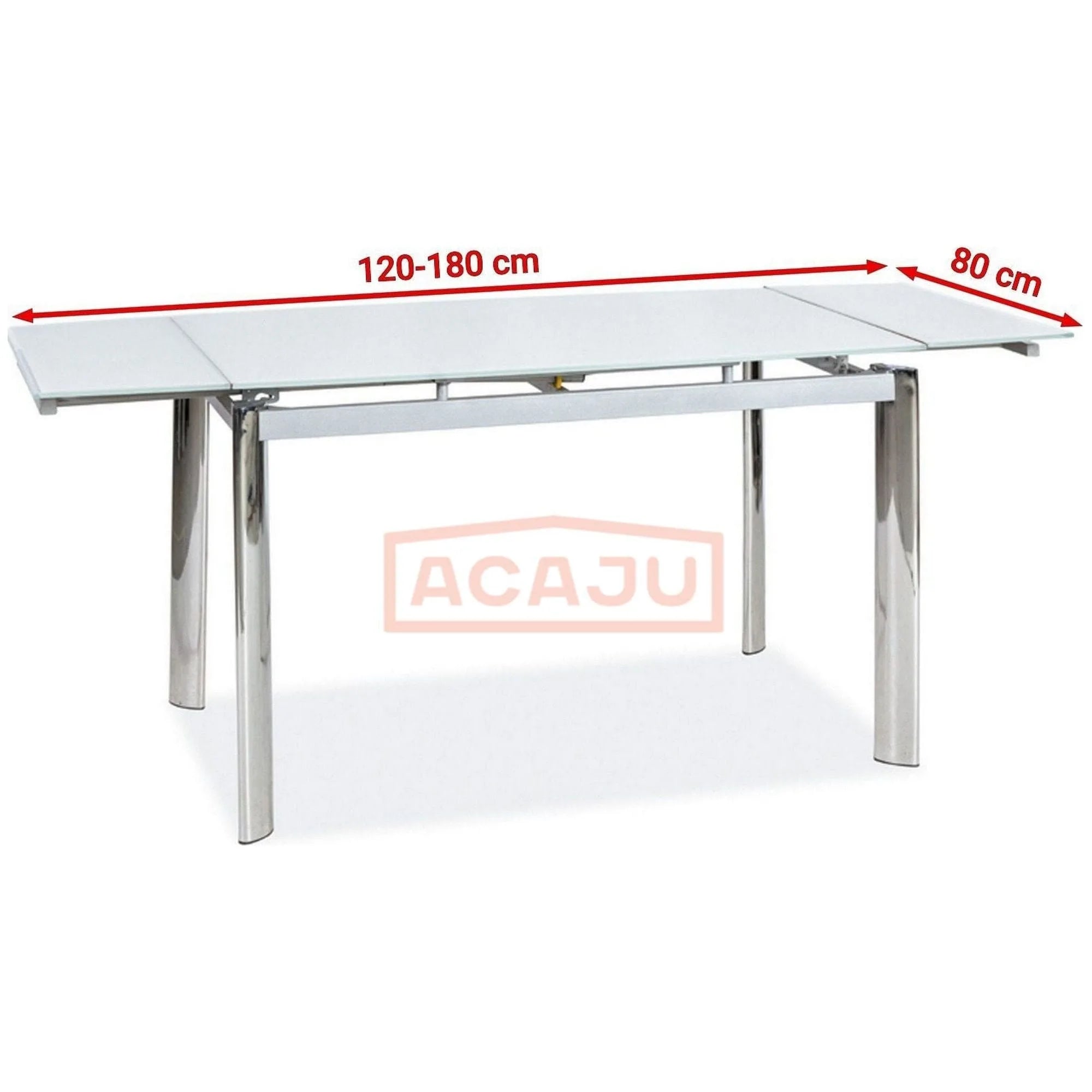 Masa GD020 alb/crom, sticla/metal, 120/180x80x76 cm