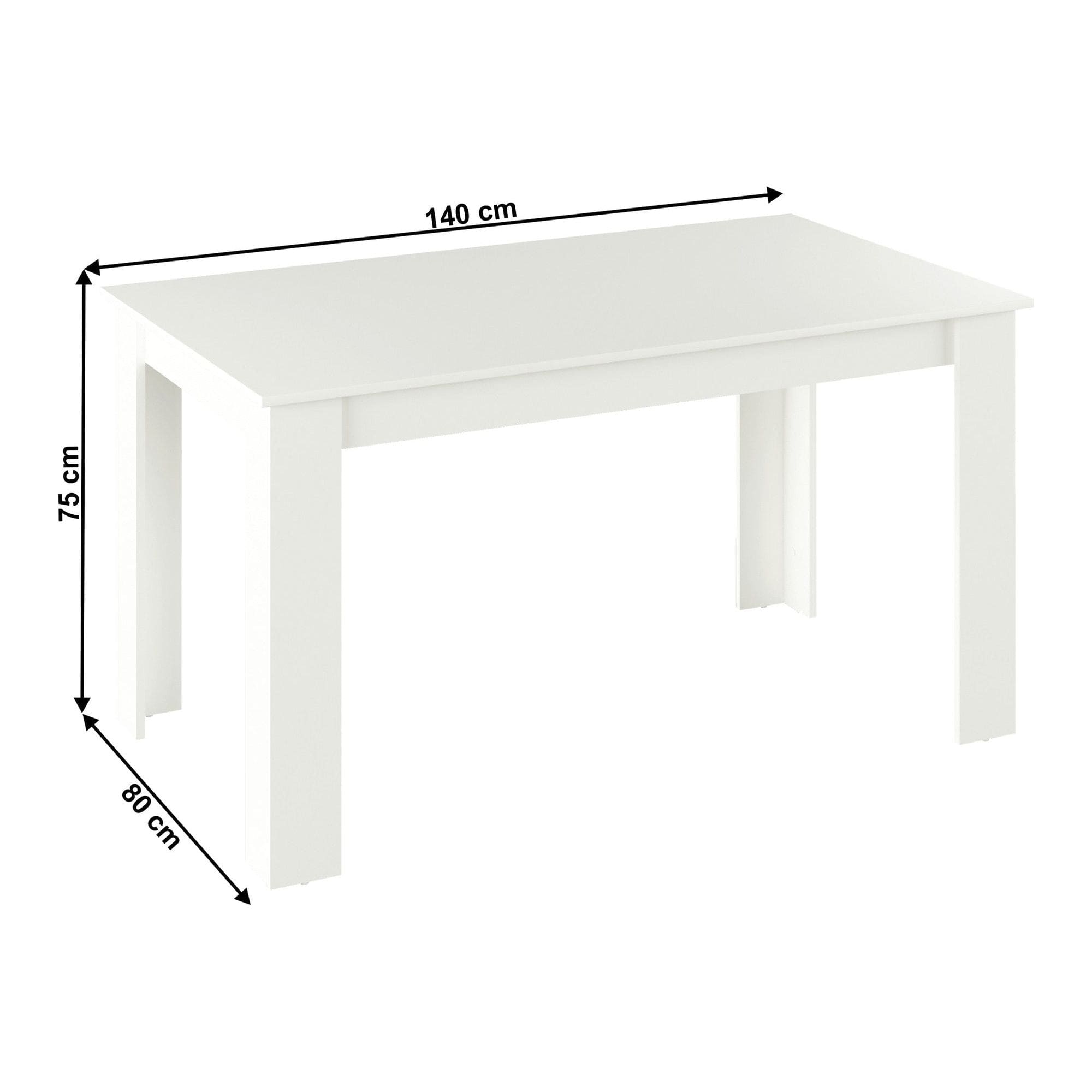 Masa GENERAL NEW, alb, DTD laminat, 140x80x75 cm