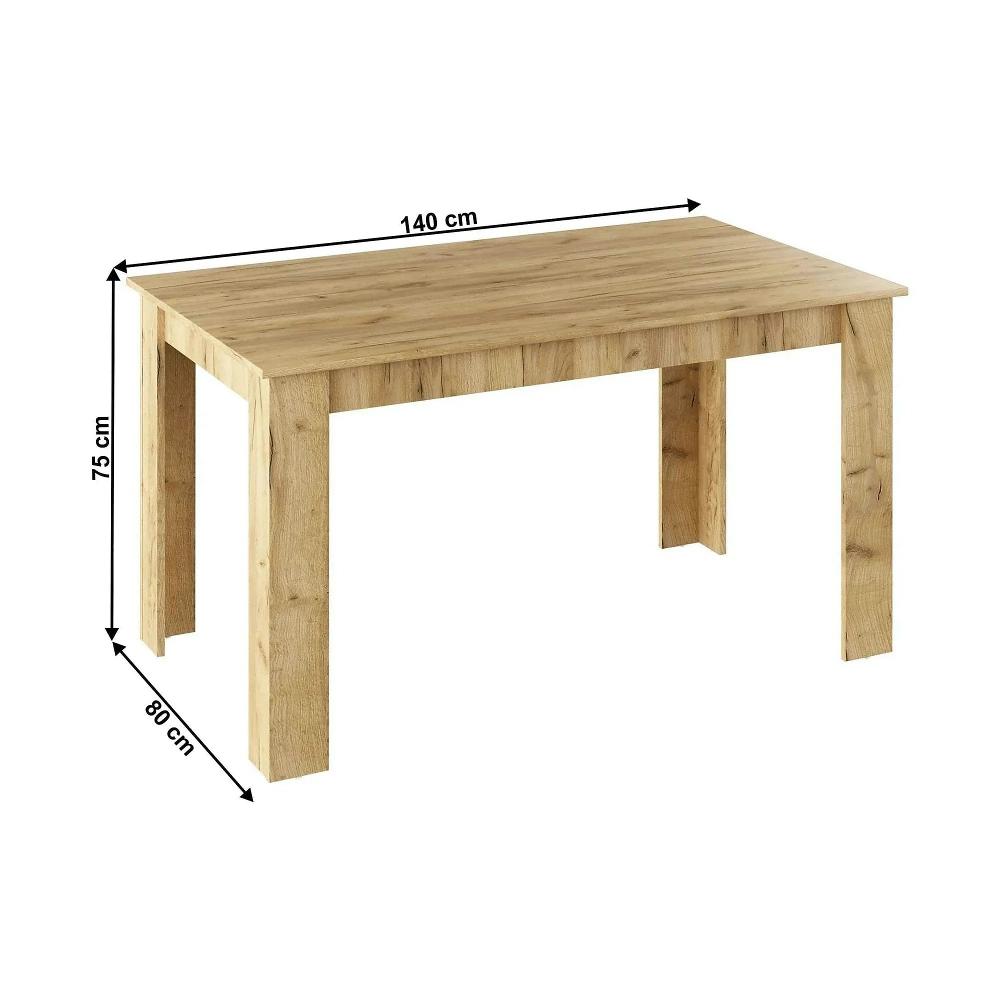 Masa GENERAL NEW, stejar artisan, DTD laminat, 140x80x75 cm
