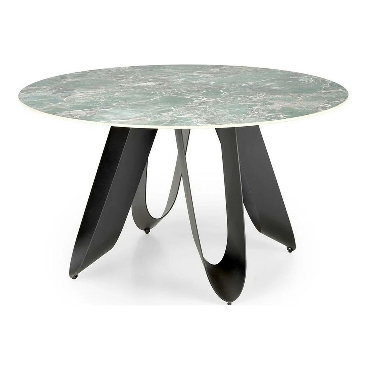 Masa GIOVANI, verde/negru, ceramica/metal, 135x135x76 cm
