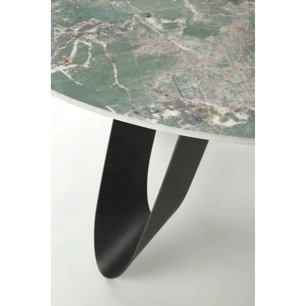 Masa GIOVANI, verde/negru, ceramica/metal, 135x135x76 cm