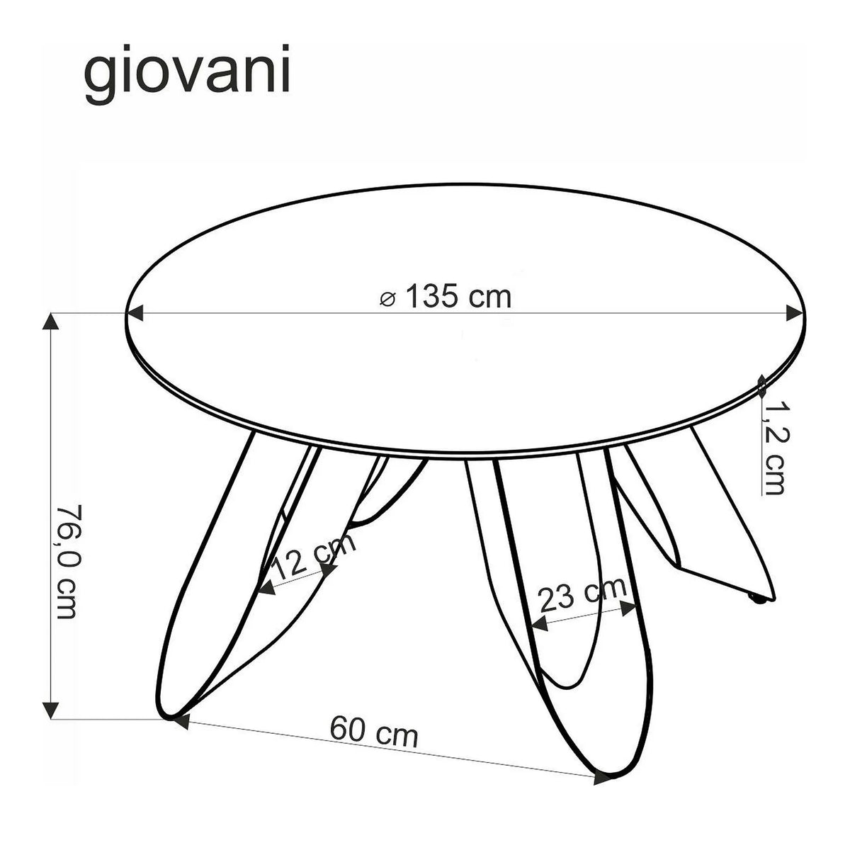 Masa GIOVANI, verde/negru, ceramica/metal, 135x135x76 cm