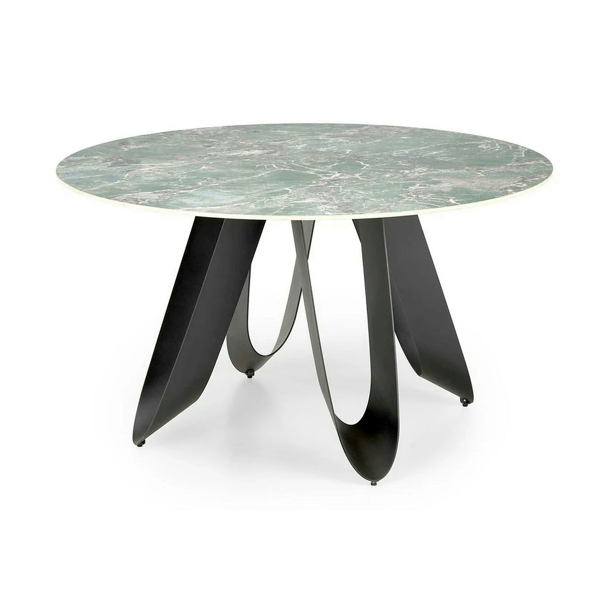 Masa GIOVANI, verde/negru, ceramica/metal, 135x135x76 cm