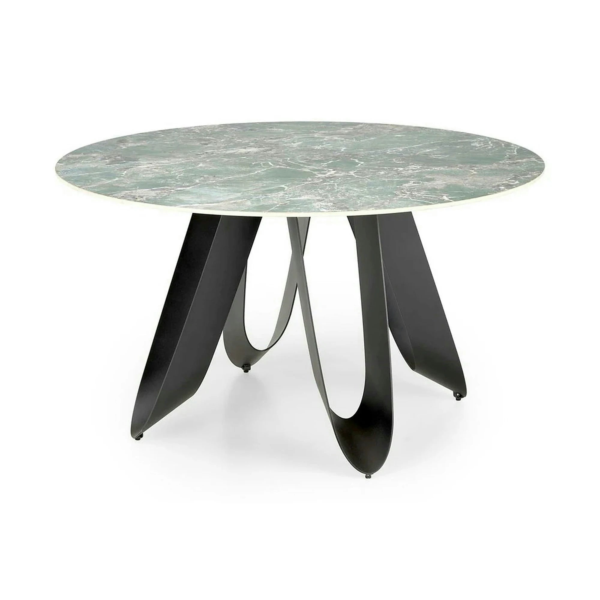 Masa GIOVANI, verde/negru, ceramica/metal, 135x135x76 cm