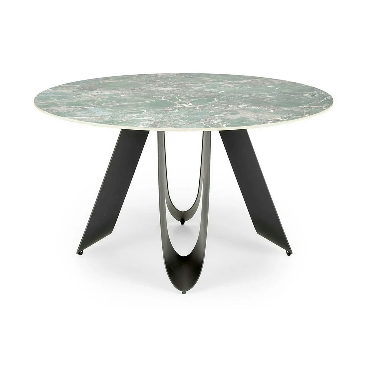 Masa GIOVANI, verde/negru, ceramica/metal, 135x135x76 cm