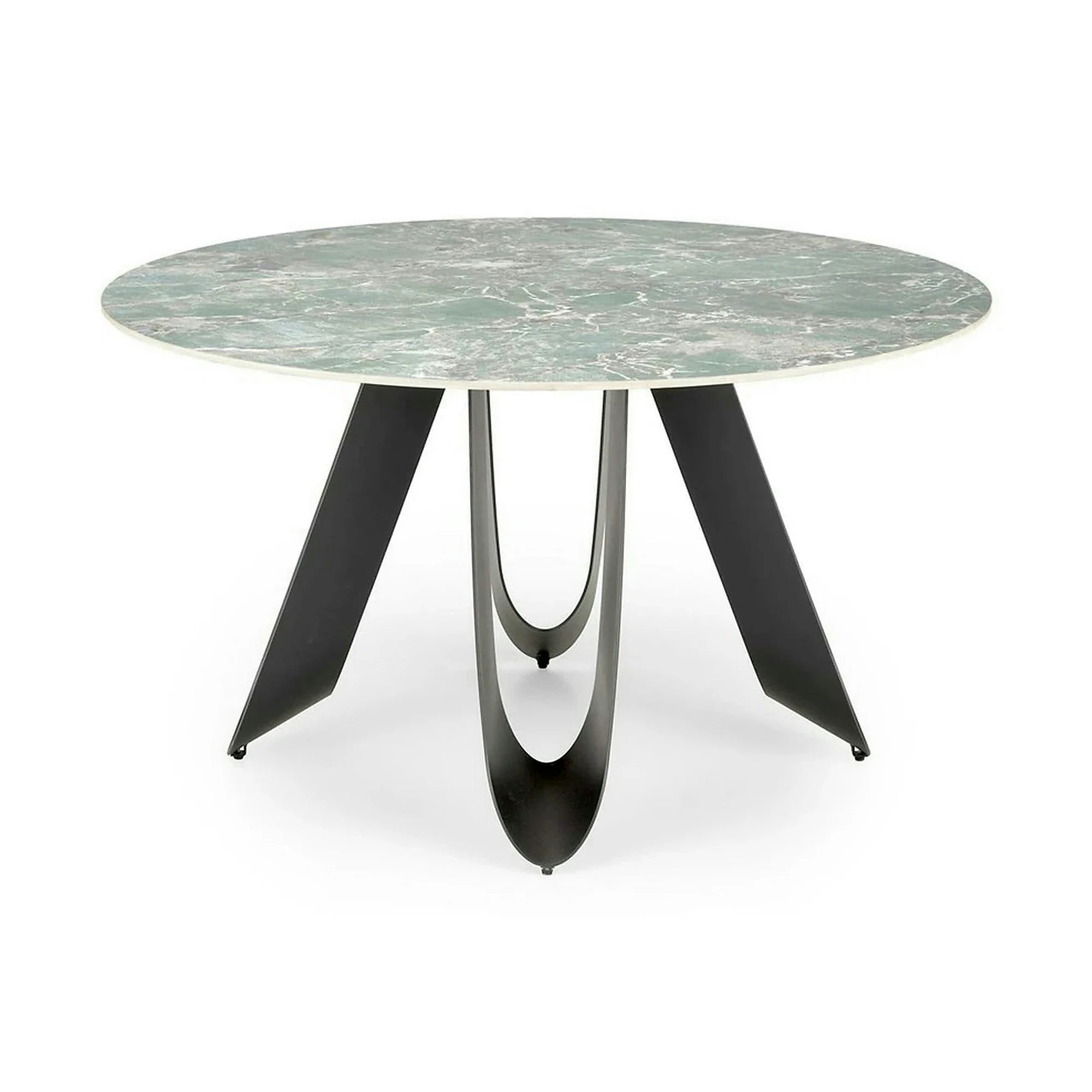 Masa GIOVANI, verde/negru, ceramica/metal, 135x135x76 cm