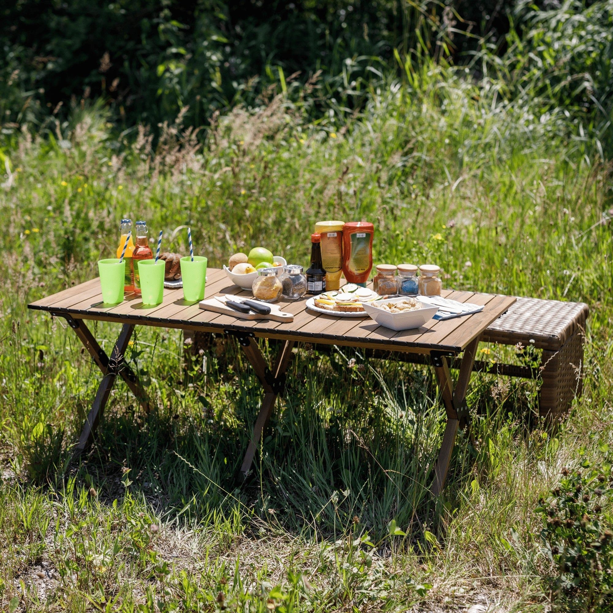 Masa gradina ARTUR, maro, otel, 120x60x48 cm