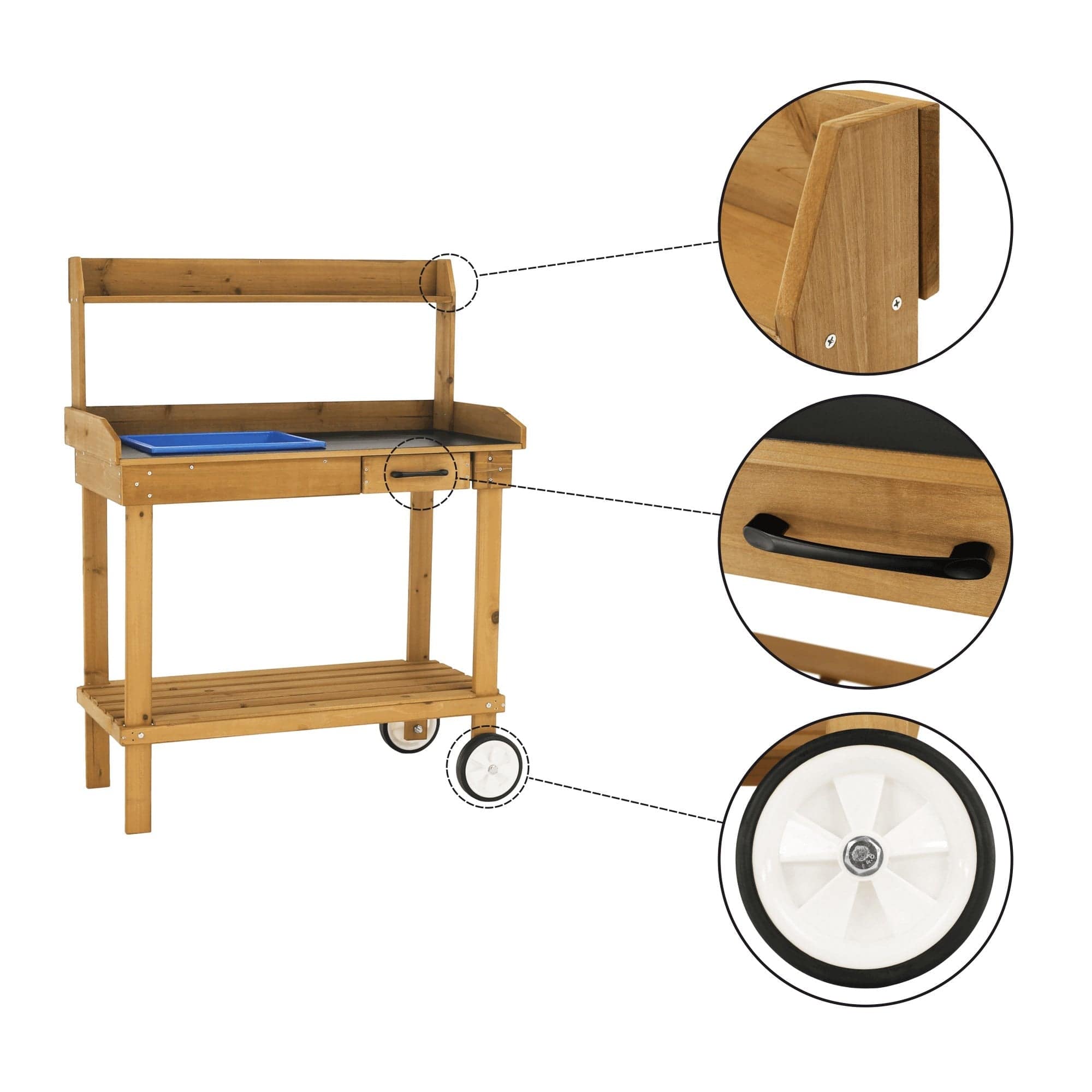 Masa gradina BARDY, stejar, lemn/polipropilena, 94x49x120 cm