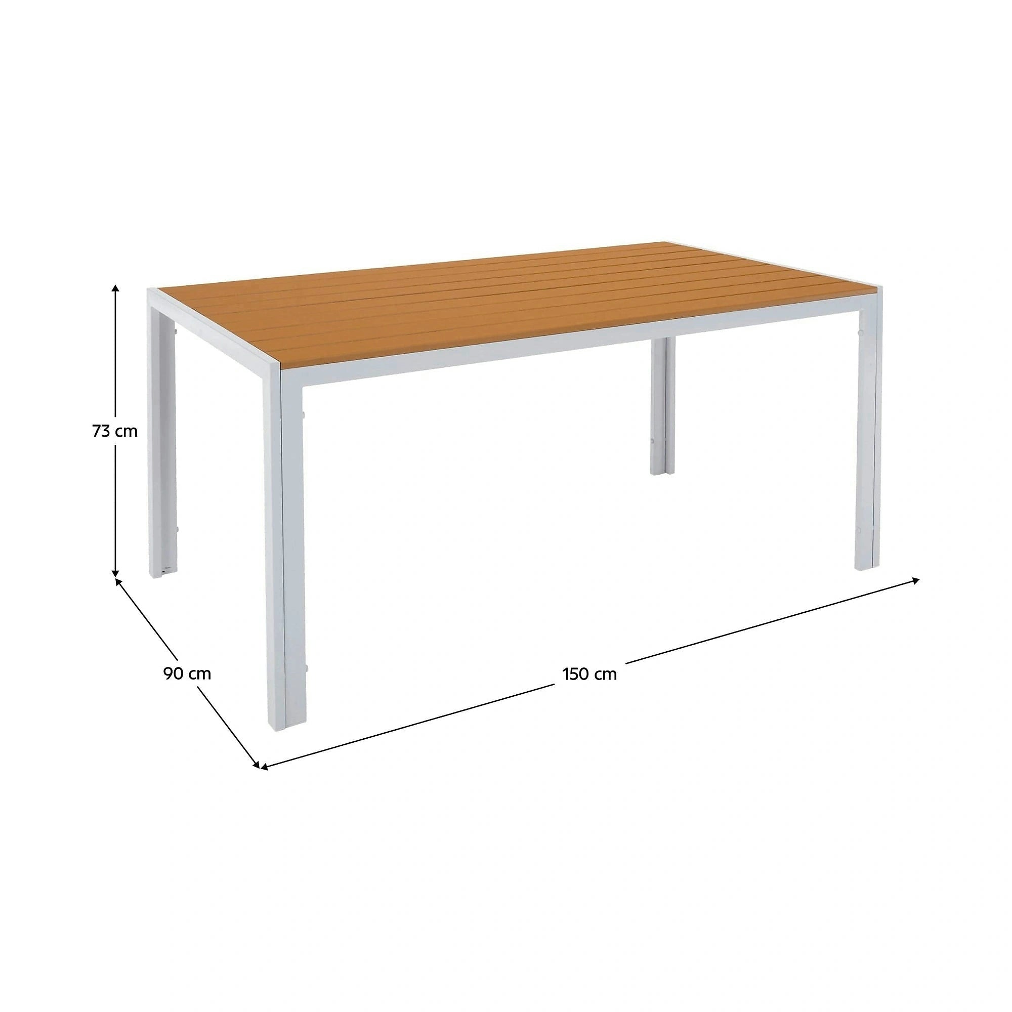 Masa gradina BONTO, alb/stejar, 150x90x73 cm