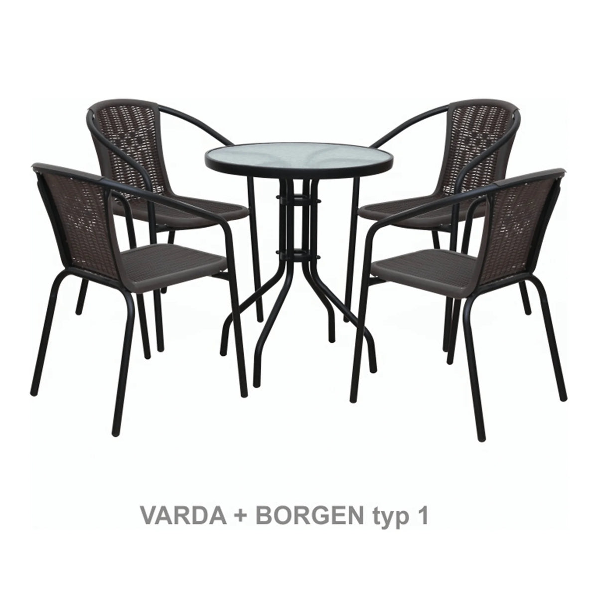 Masa gradina BORGEN TYP 2, negru, sticla securizata/otel, 80x80x70 cm