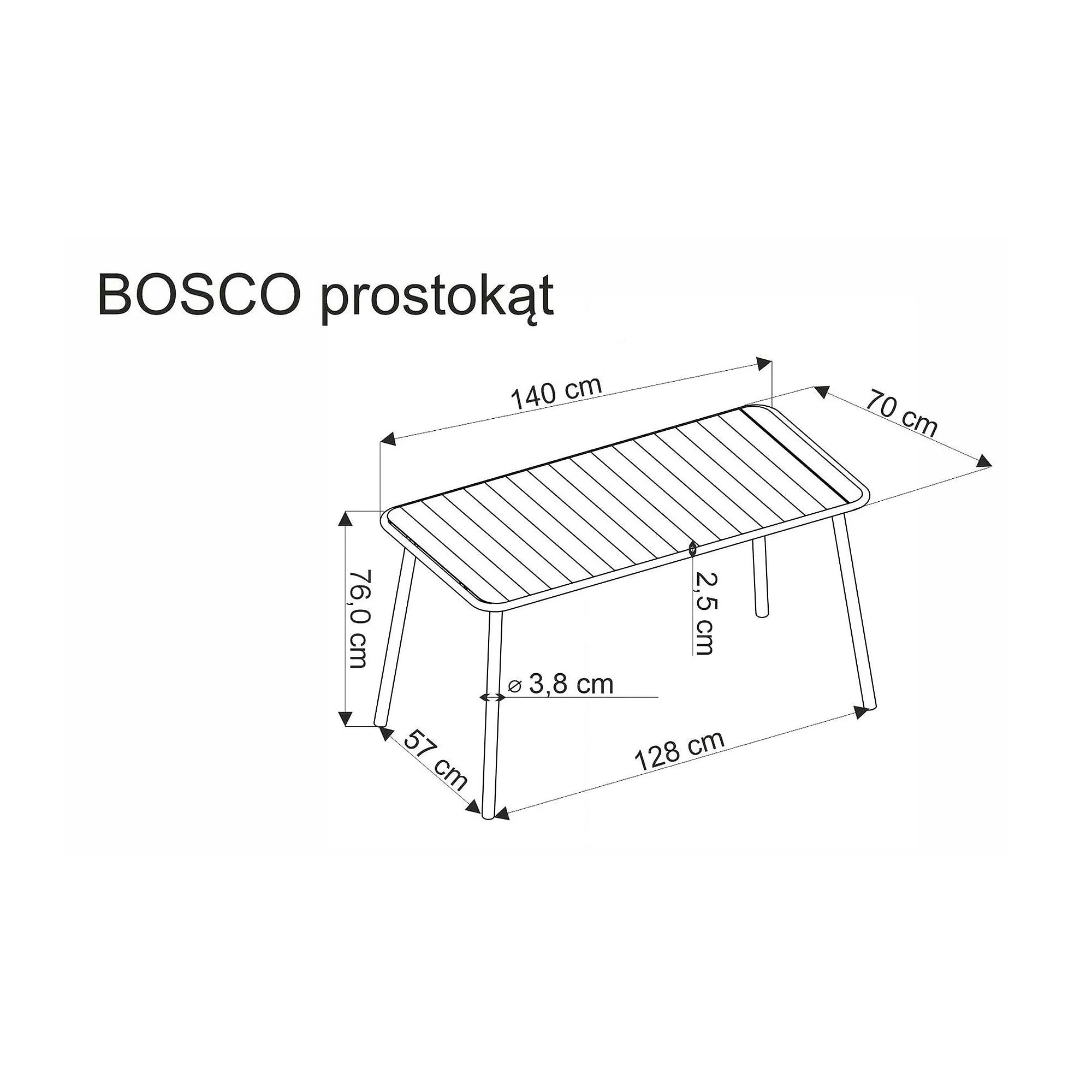 Masa gradina BOSCO, negru, metal, 140x70x76 cm