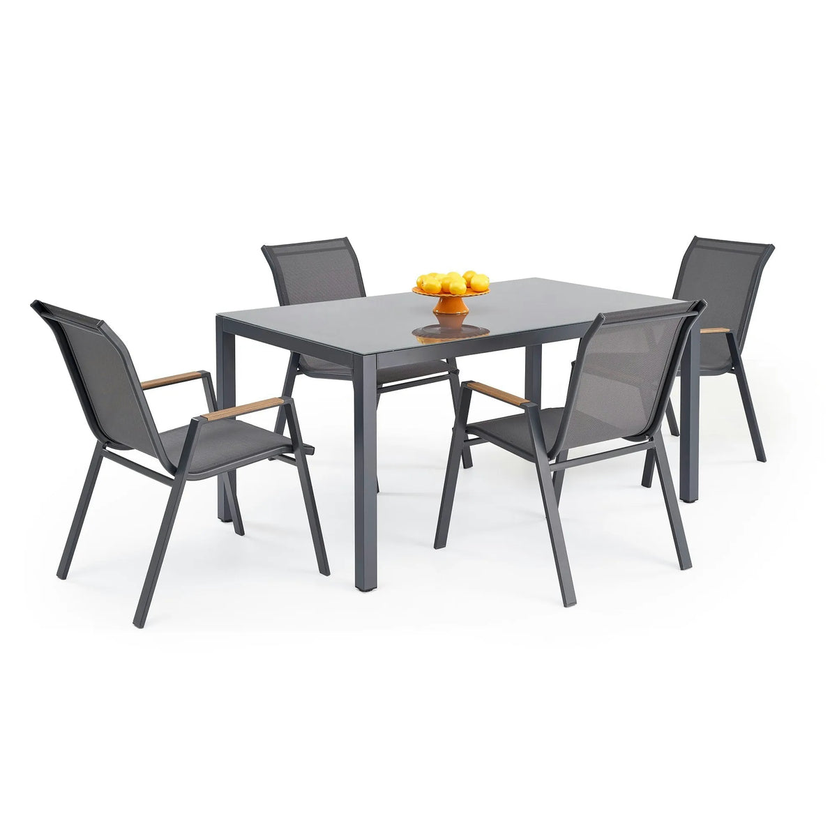 Masa gradina HOVER, gri/gri antracit, sticla/metal, 150x90x75 cm