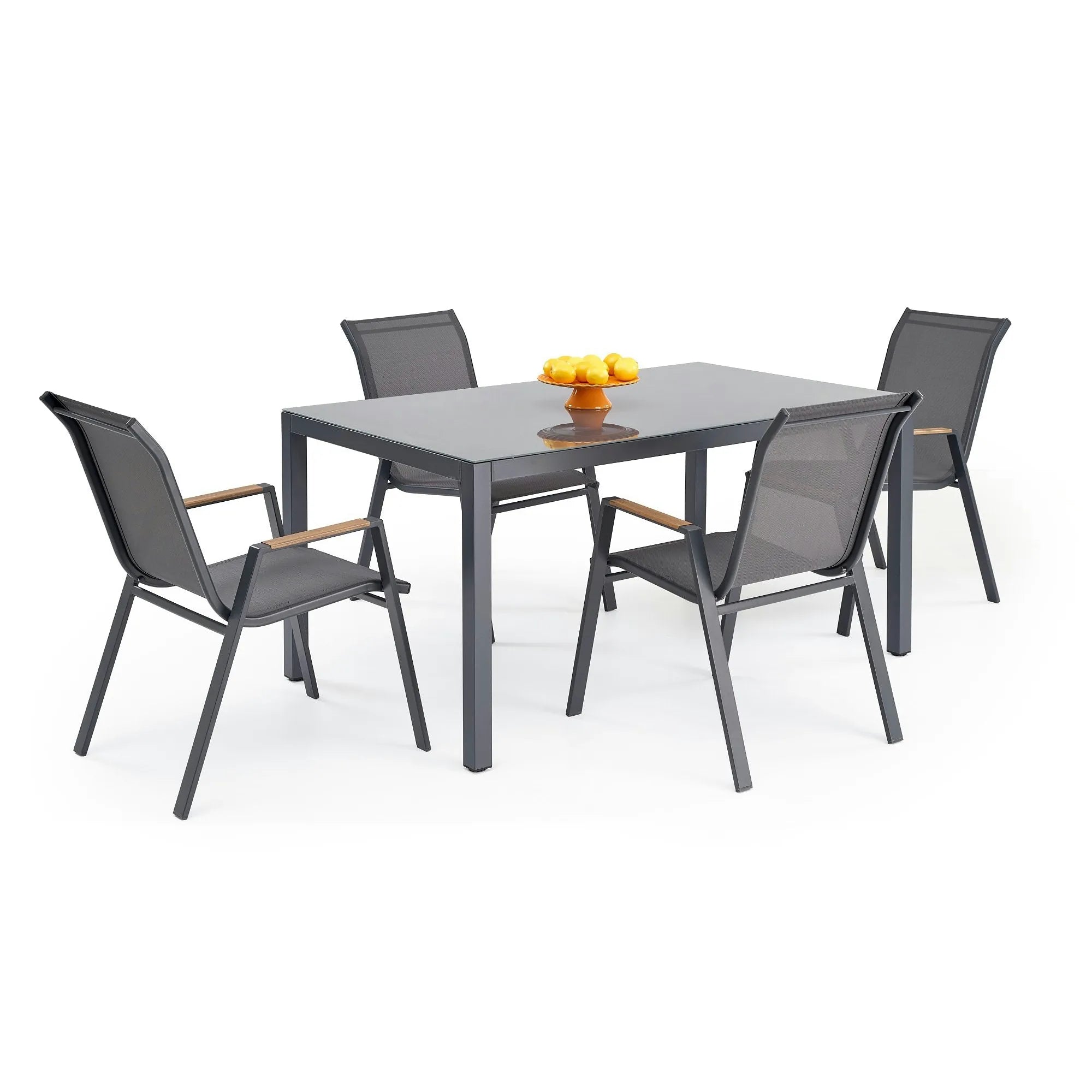 Masa gradina HOVER, gri/gri antracit, sticla/metal, 150x90x75 cm