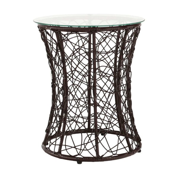 Masa gradina SALMAR NEW, transparent/negru, sticla securizata/rachita artificiala, 50x47 cm