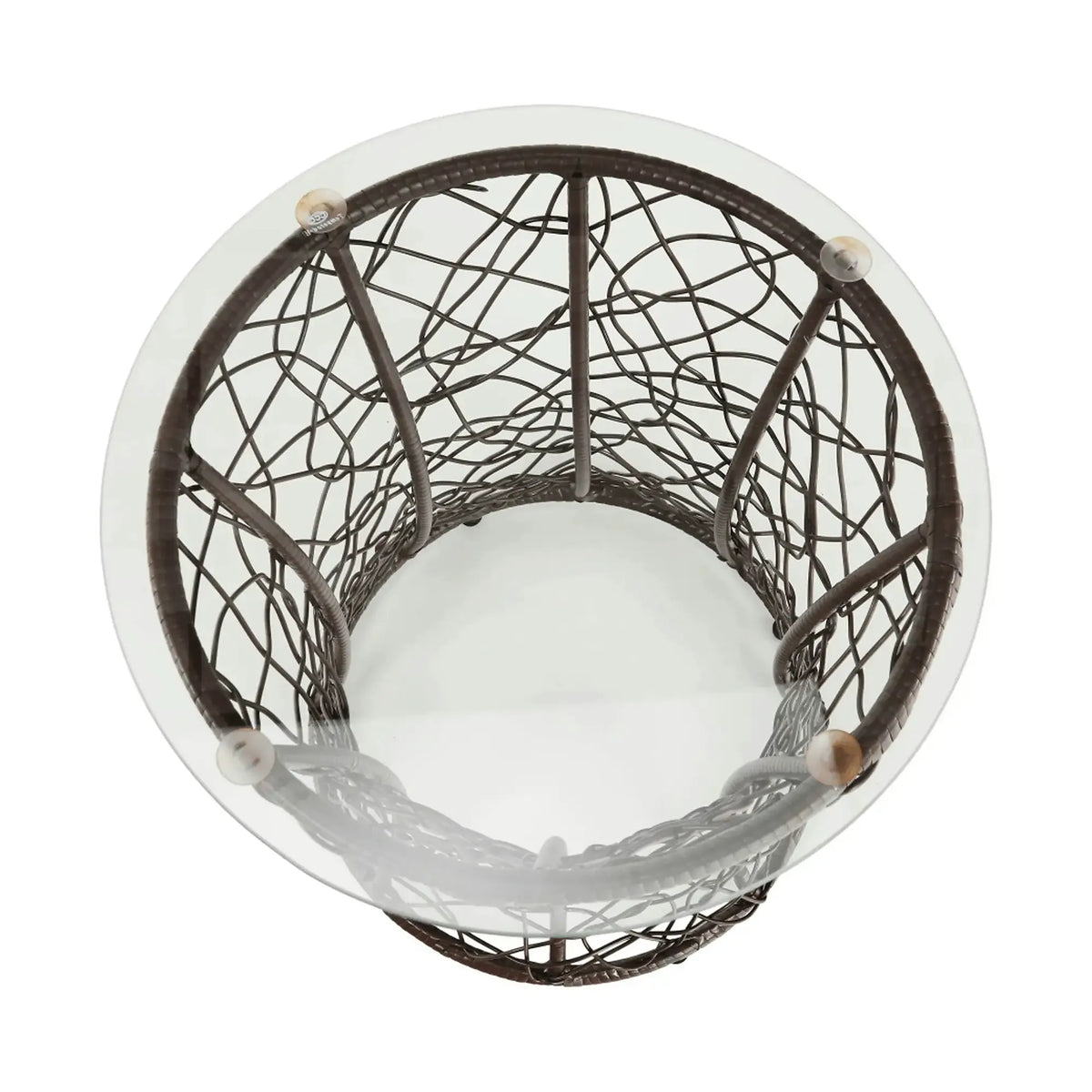 Masa gradina SALMAR NEW, transparent/negru, sticla securizata/rachita artificiala, 50x47 cm