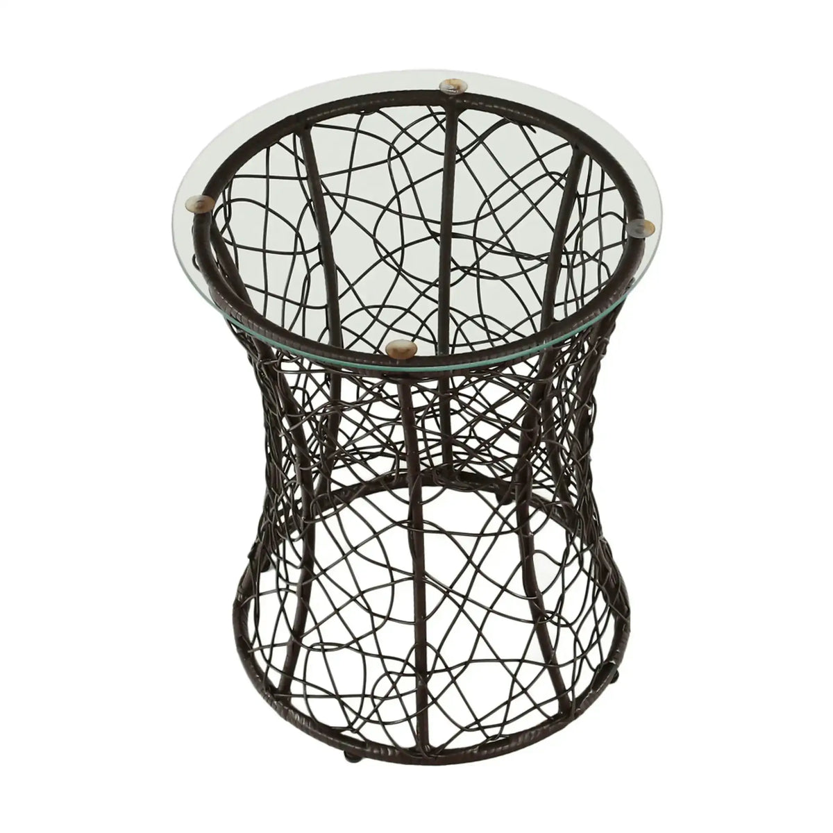 Masa gradina SALMAR NEW, transparent/negru, sticla securizata/rachita artificiala, 50x47 cm