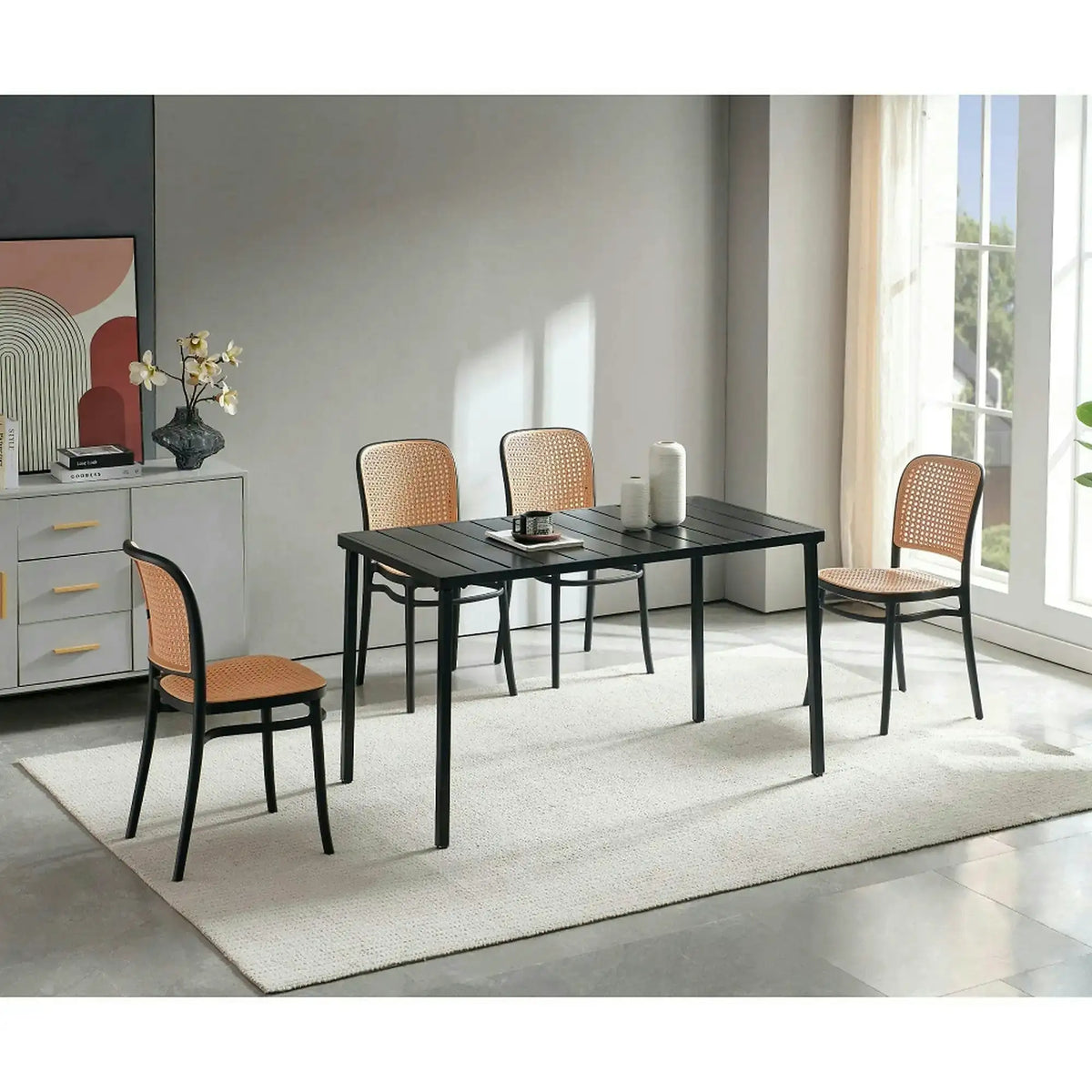 Masa gradina SALTON, negru, metal, 130x70x75 cm