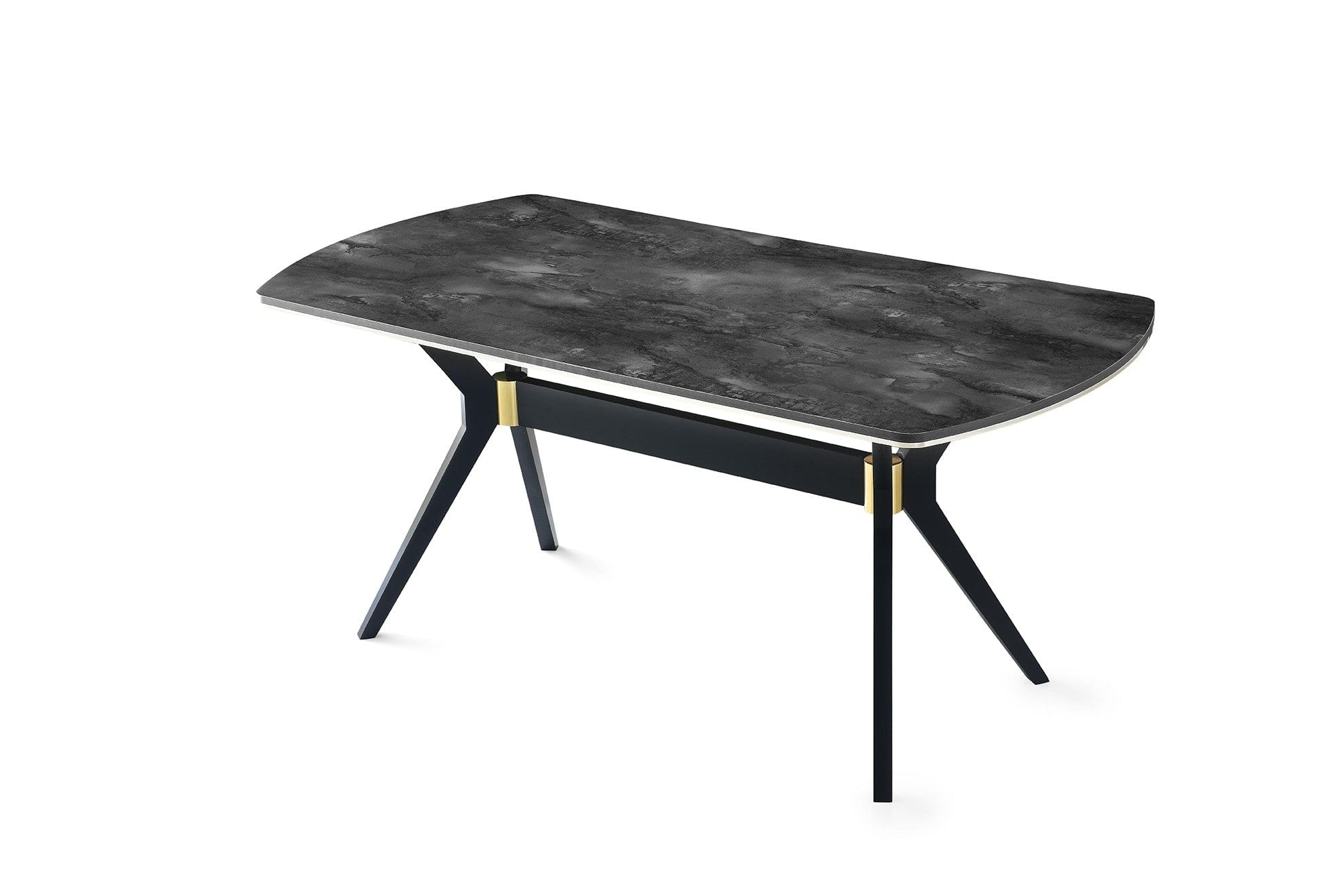 Masa IKON 1001, gri cu efect de marmura/auriu, 180x90x77 cm
