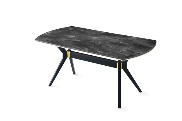 Masa IKON 1001, gri cu efect de marmura/auriu, 180x90x77 cm